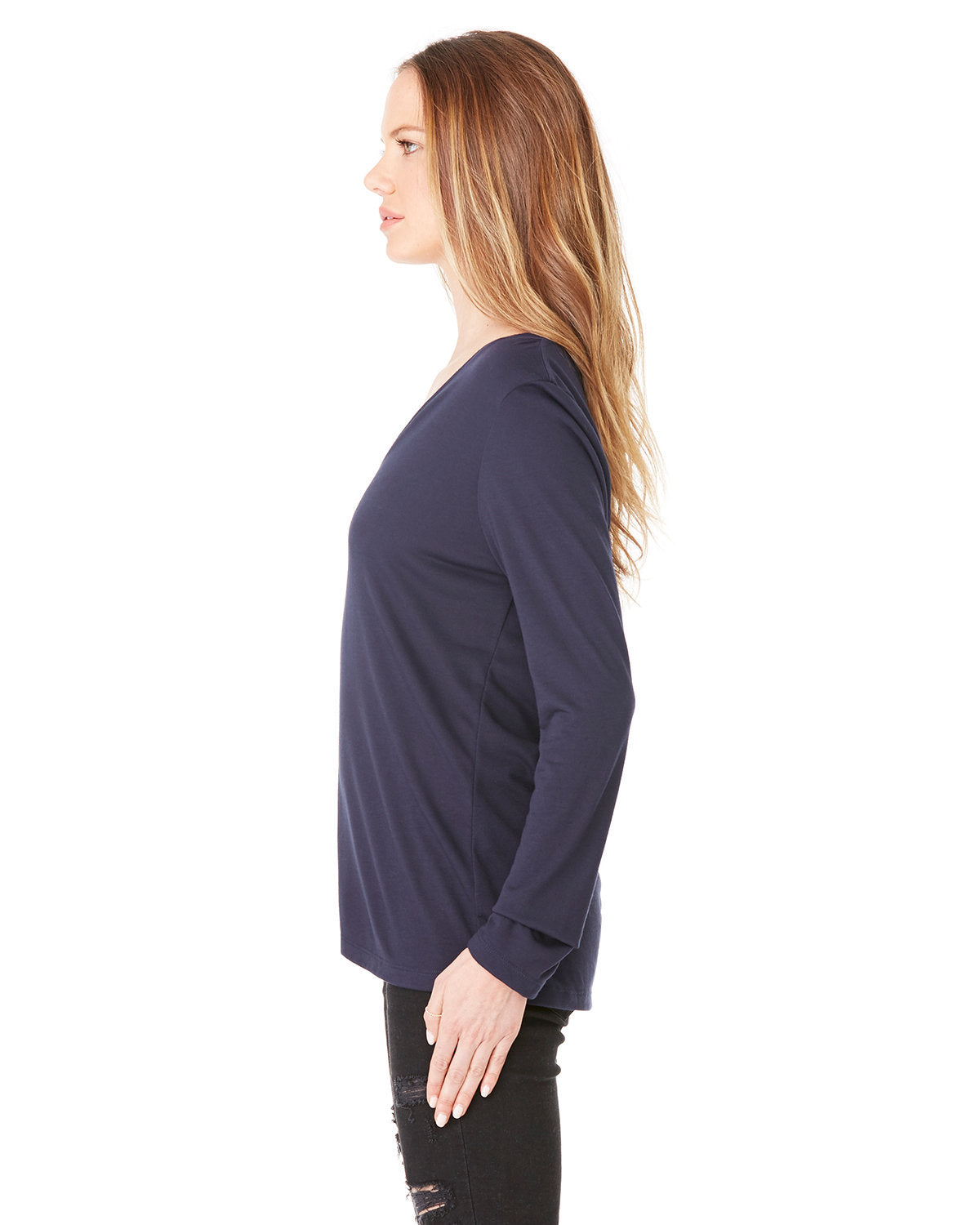Bella + Canvas 8855 Women's Flowy Long Sleeve V-Neck T-Shirt - Soft & Comfortable for Casual Wear, Layering & Everyday Outfits
