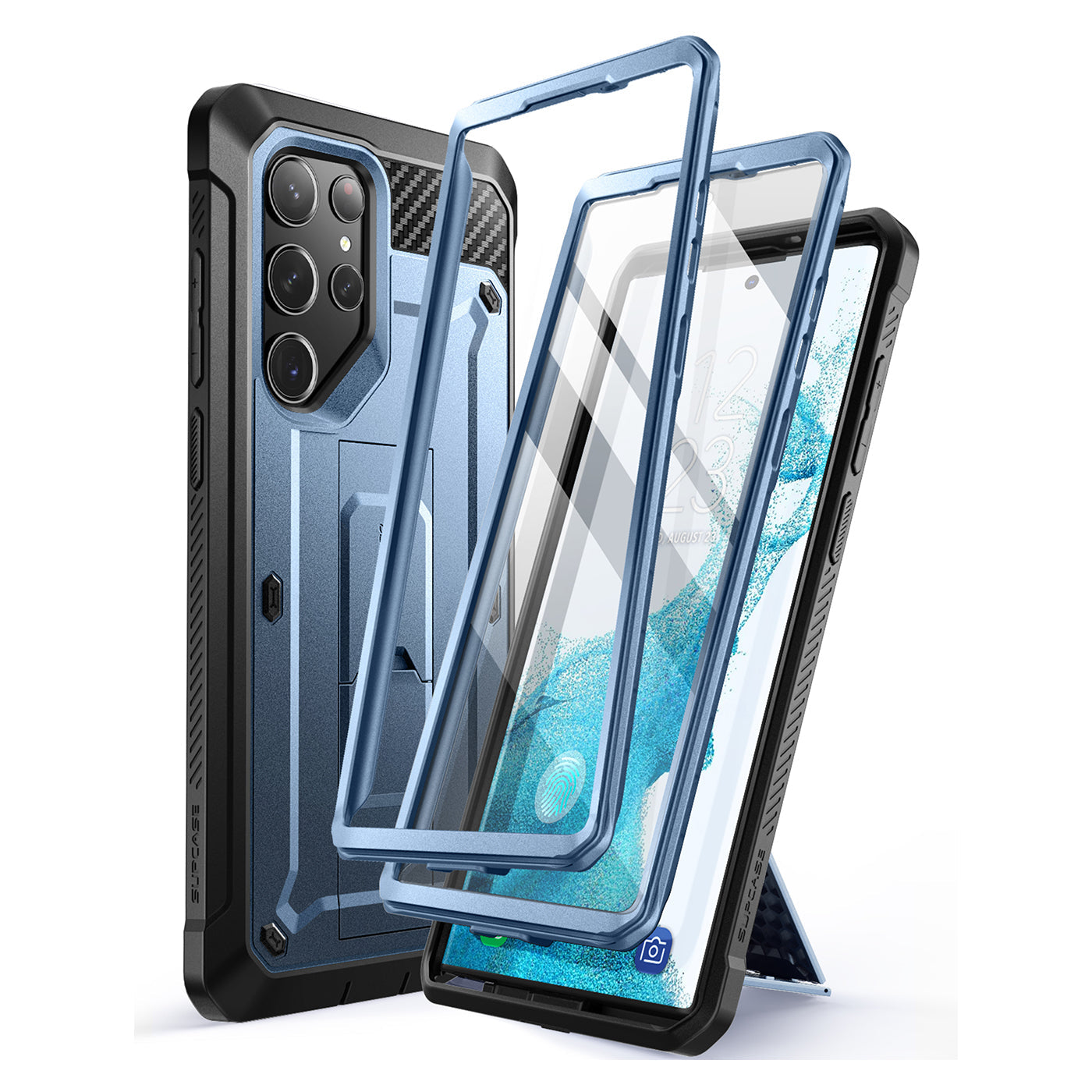 Samsung Galaxy S23 Ultra Unicorn Beetle PRO Case with Built-in Screen Protector - Metallic Blue | Heavy Duty Protection for Work, Travel & Outdoor Activities