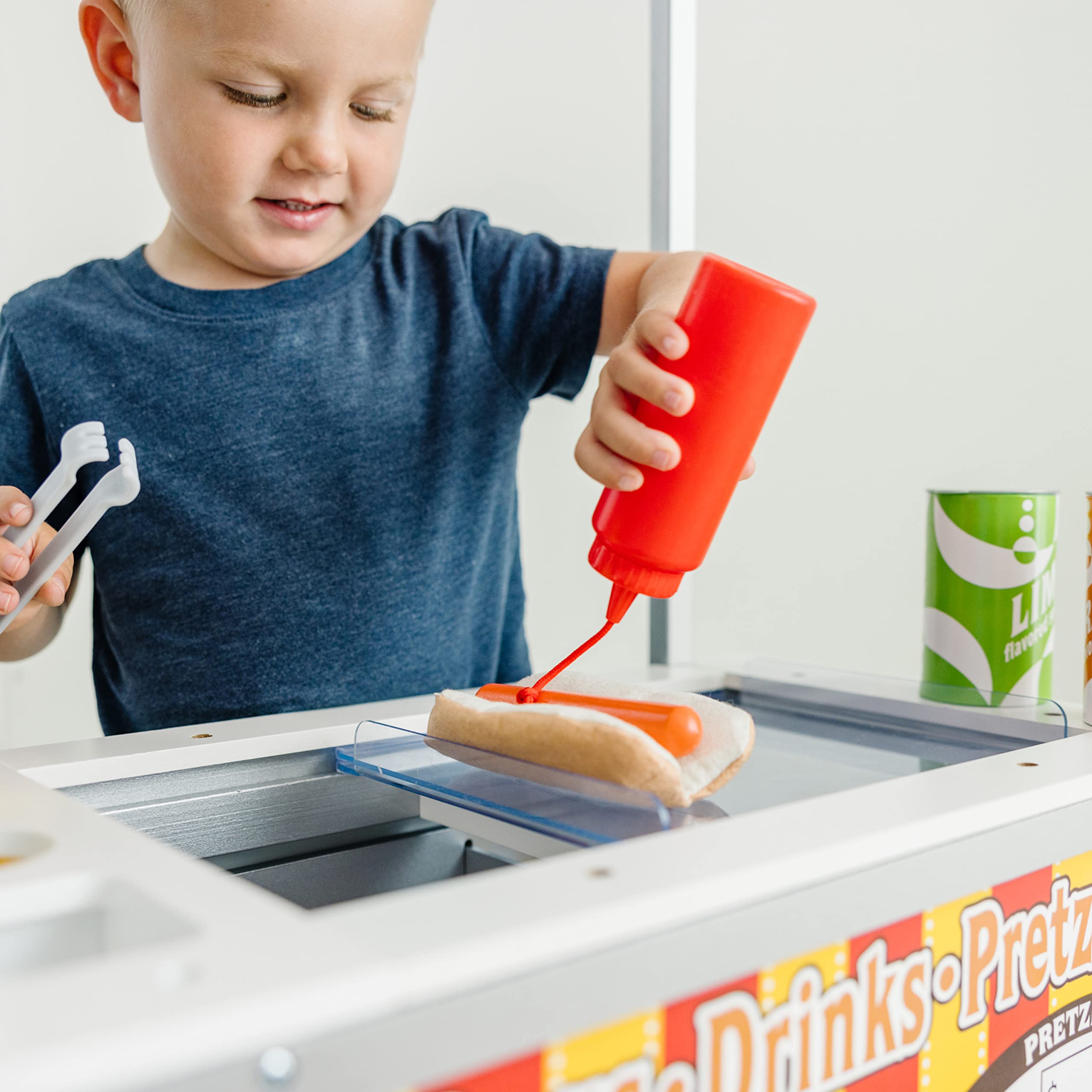 Melissa & Doug Wooden Pretend Play Food Cart with 40+ Pieces - Kids Snacks & Sweets Toy Set, Reversible Awning, Multi-Color Play Kitchen Accessories for Toddlers & Preschoolers - Perfect for Imaginative Play, Birthday Gifts & Daycare Learning Activities