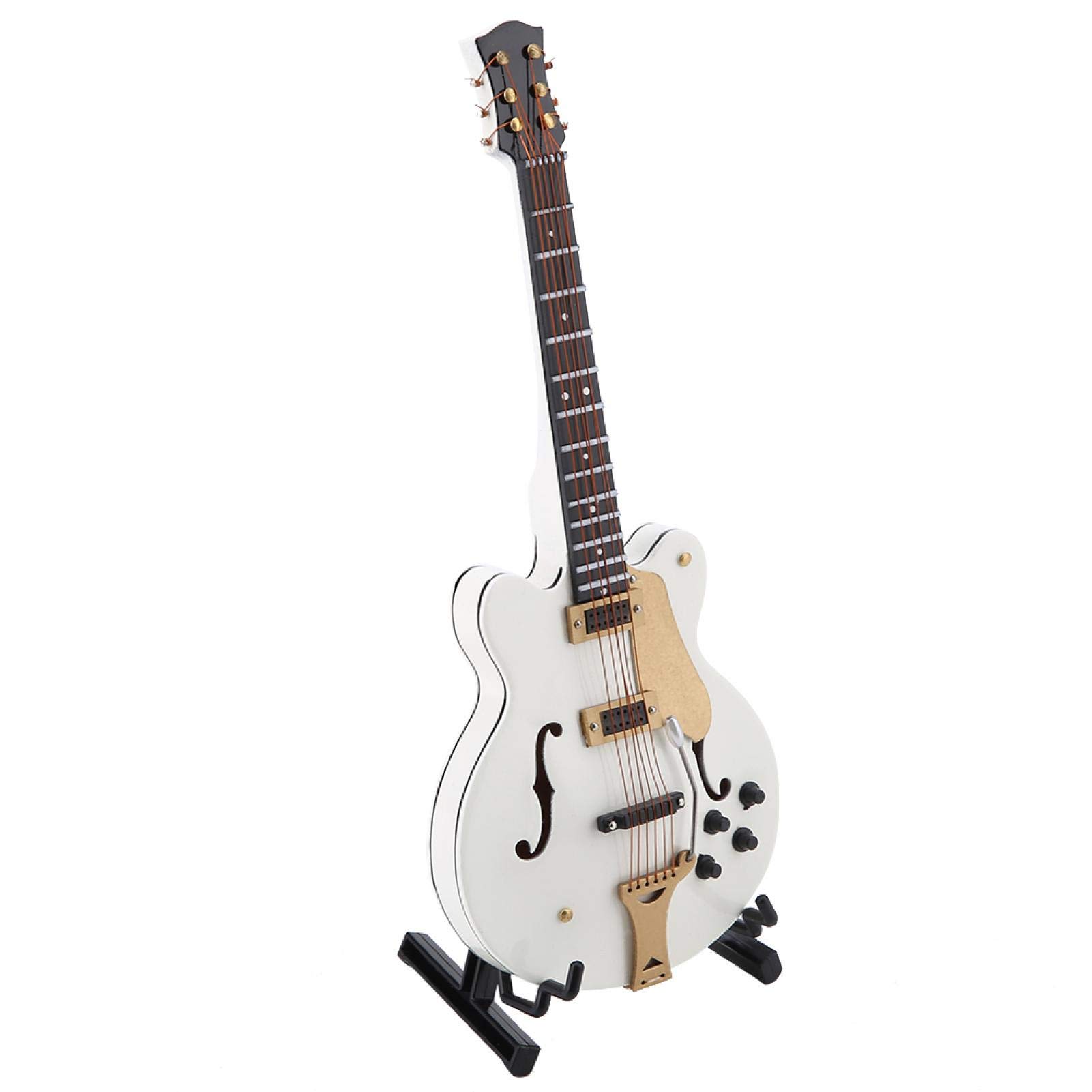 EBTOOLS 5.5 Inch White Mini Electric Guitar Replica - Handcrafted Basswood Model with Gift Box | Perfect for Music Lovers, Home Decor, Office Display & Collector's Item