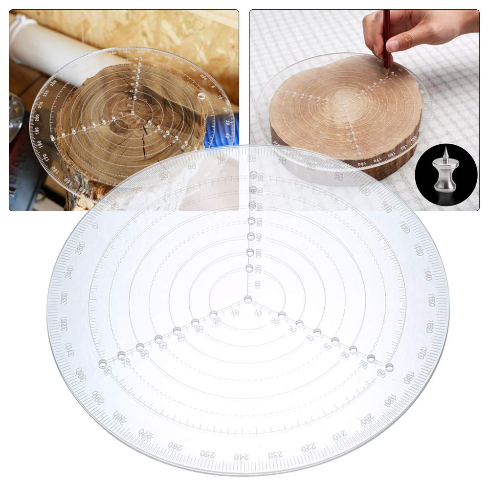 **Clear Acrylic Round Center Finder Compass - Precision Lathe Centering Tool for Wood Turning, Circle Gauge for Drawing Perfect Circles (Various Diameters) - Ideal for Woodworking, Metalworking & DIY Crafts**