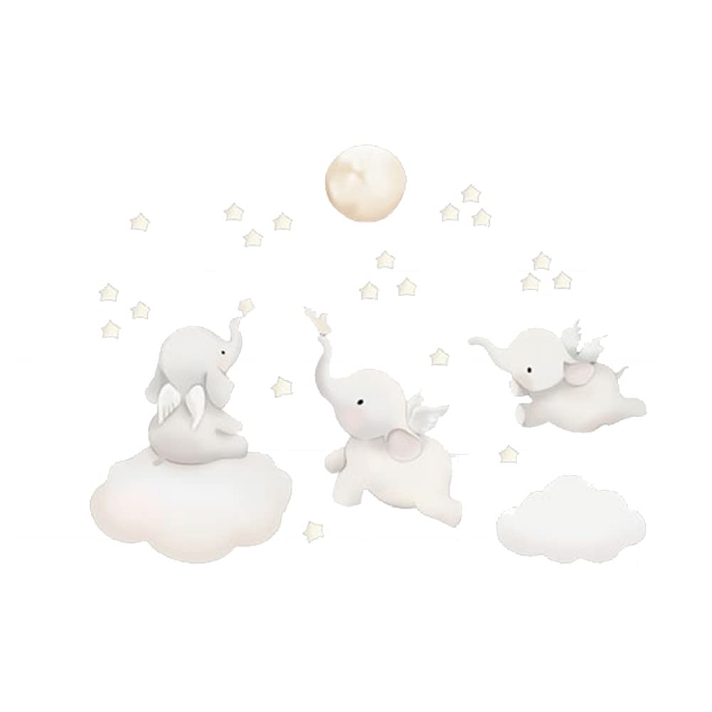 Adorable Animal Wall Stickers for Kids Room Decor - Cute Cartoon Baby Star Decals, Nursery Wall Art, Home Decoration (White, 68x47cm) - Perfect for Bedrooms, Playrooms & Nursery Walls