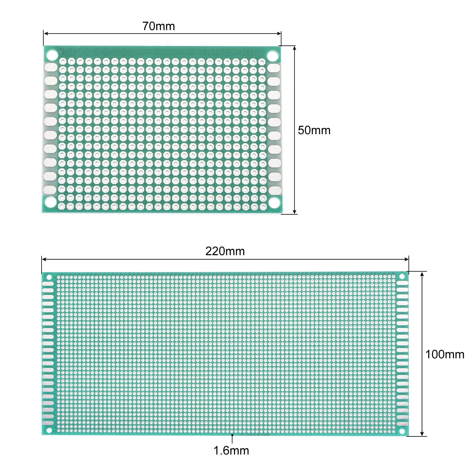 Single Sided PCB Prototyping Board with Plated Through Holes - 2 Sizes (Pack of 7) for DIY Electronics Projects, Soldering Practice & Circuit Prototyping | Perfect for Arduino, Raspberry Pi & STEM Learning