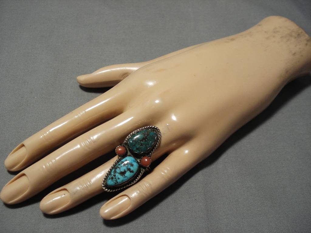 Authentic Vintage Navajo Native American Sterling Silver Ring with Bisbee Turquoise - Handmade Southwest Jewelry for Women - Perfect for Boho, Western & Festival Fashion