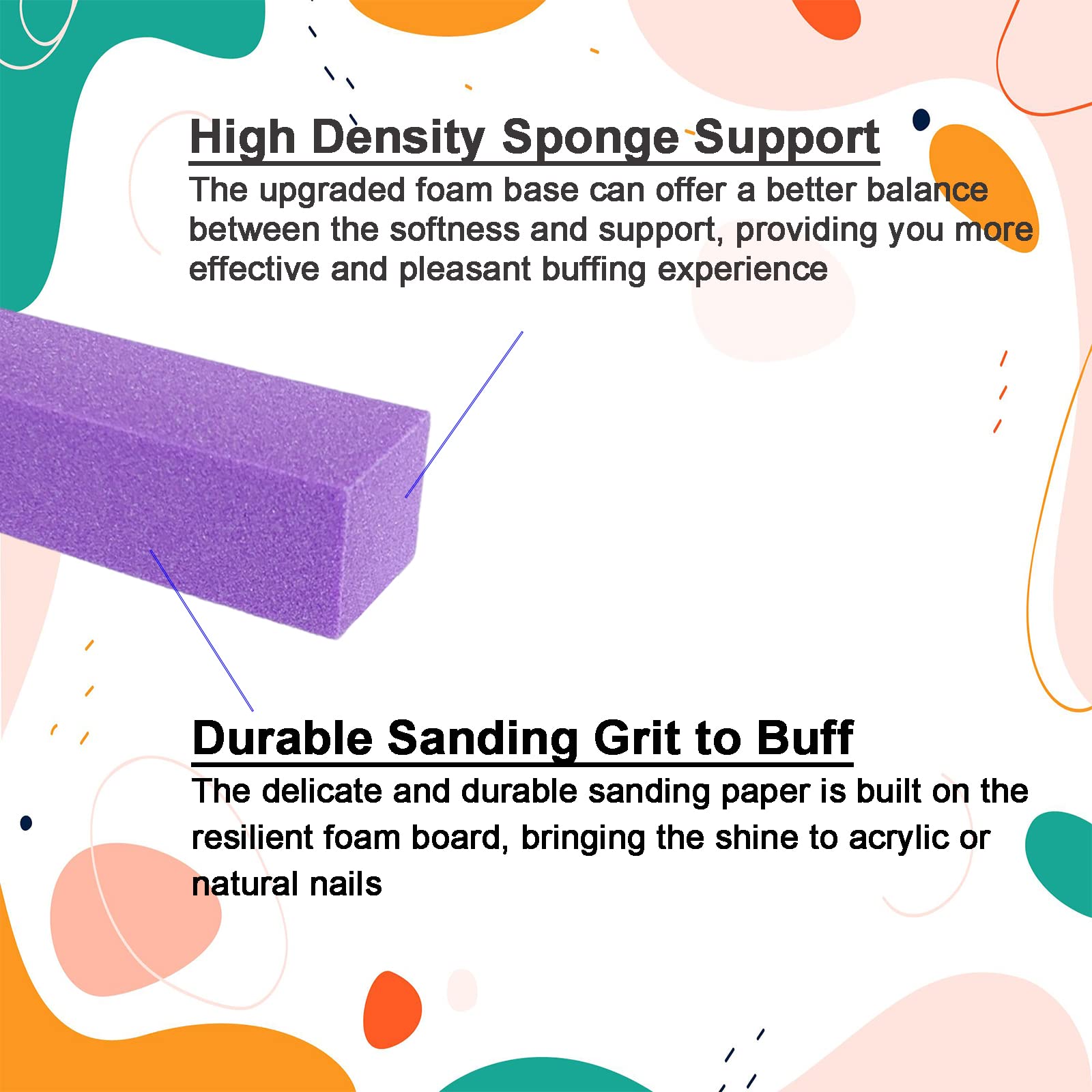 10 Pcs Professional Nail Buffer Blocks for Acrylic & Natural Nails - 4 Sided Sanding Buffers for Gel Nails, Manicure & Pedicure, Nail Shine & Polishing Kit with Medium Grit (Purple) - Perfect for Salon, Home & Travel Nail Care