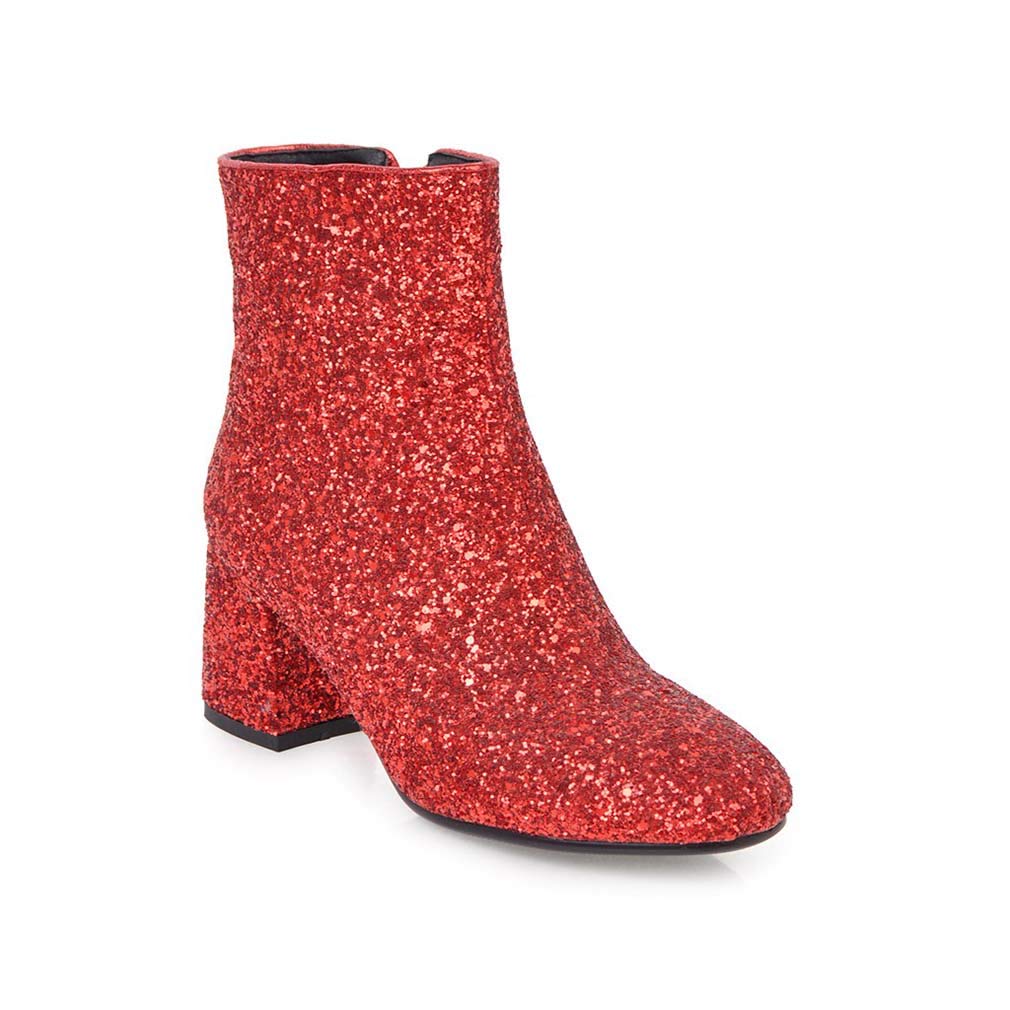 Elyffany Women's Glitter Ankle Boots with Mid Block Heel & Side Zipper - Perfect for Party, Prom, Night Out & Special Occasions