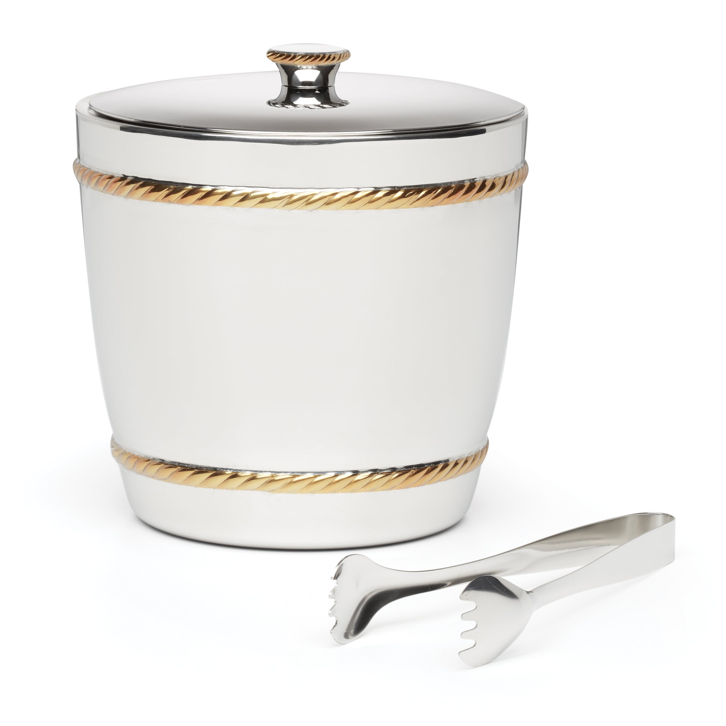 Premium Stainless Steel Roseland Ice Bucket with Tongs Set - Elegant Cocktail & Wine Chiller for Parties, Weddings, and Home Bars - Perfect for Entertaining Guests