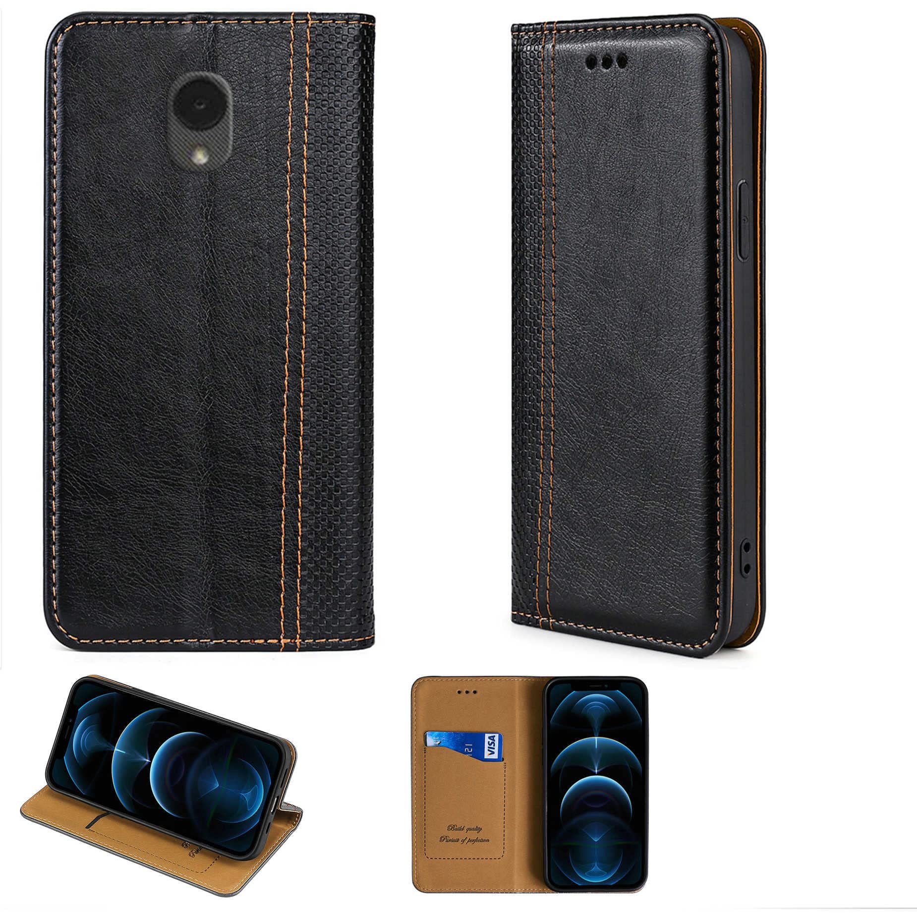 Premium Flip Case with Stand for TracFone Alcatel TCL LX A502DL - [2 Pack] Soft TPU Screen Protector Included - Perfect for Work, Travel & Daily Protection