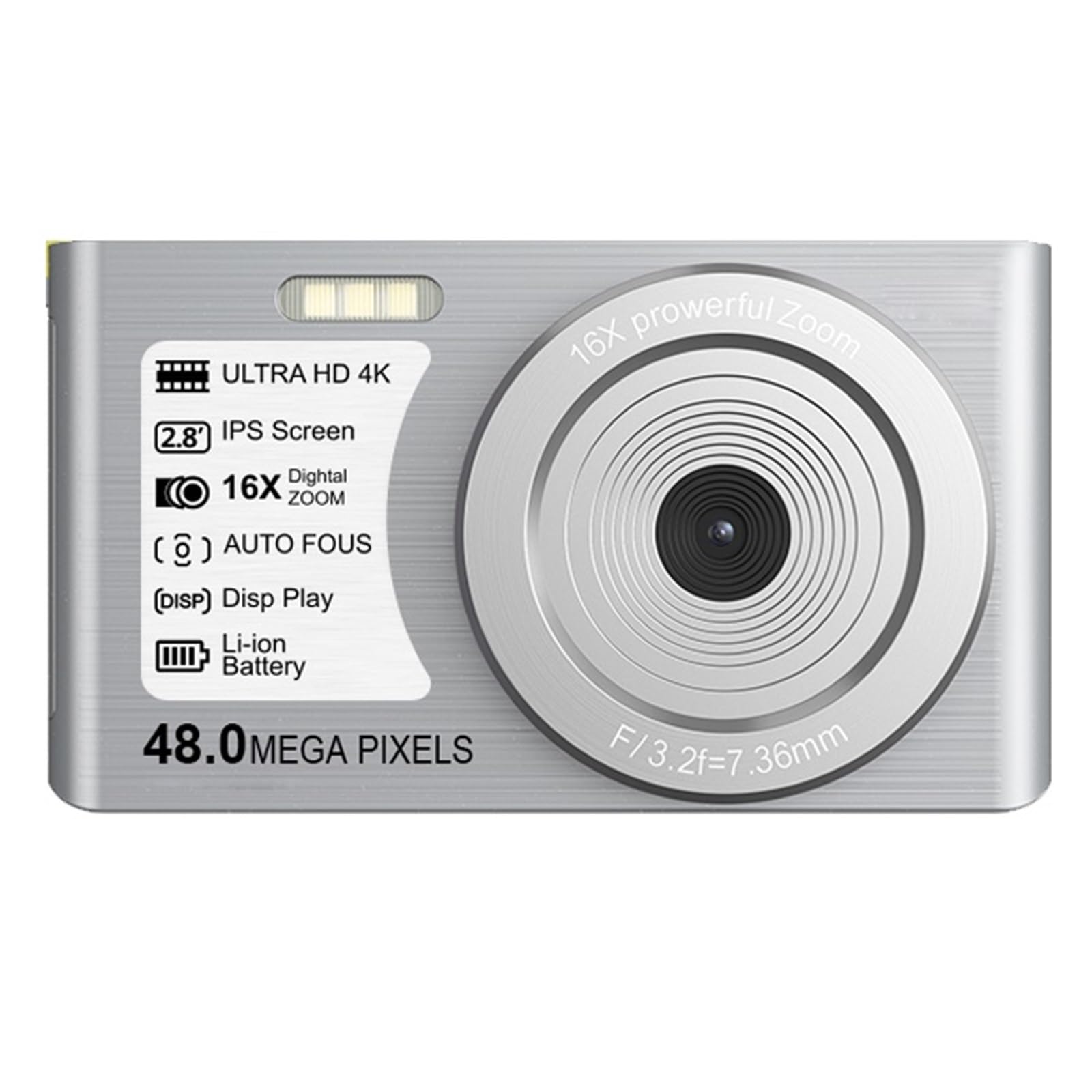 NMBHUS Auto Focus 4K Mini Digital Camera - 48MP Compact Vlog Camcorder with 64GB SD Card, Portable Video Recorder for YouTube, Travel & Home Videos (White) - Perfect for Vlogging, Family Events & Outdoor Adventures
