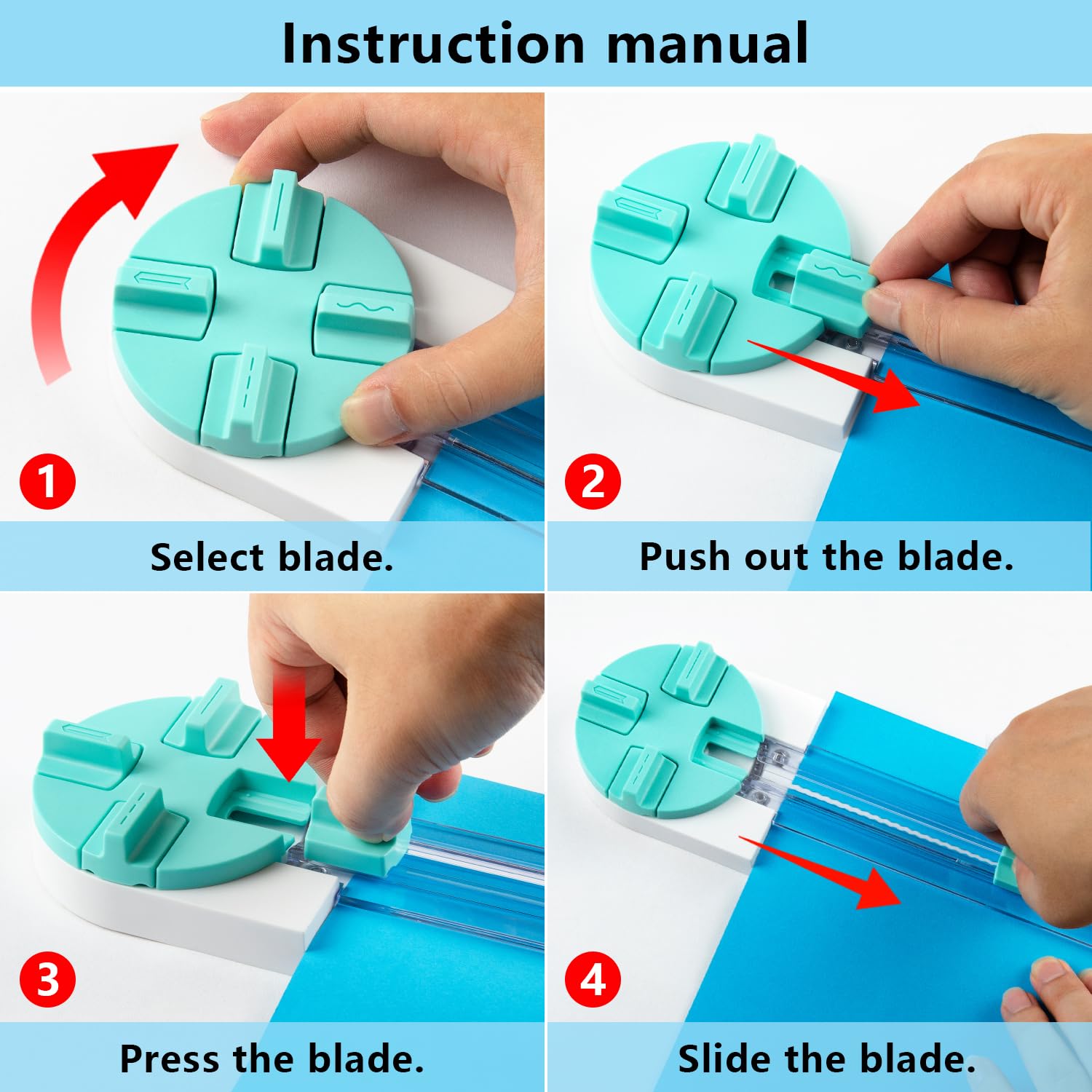 Multi-Function Paper Trimmer & Scrapbooking Tool - 4 Dial Blades (Straight, Wave, Dotted, Perforated) for Cutting Paper, Photos, Coupons, Cards | Perfect for Crafting, Scrapbooking, Office & Home Use