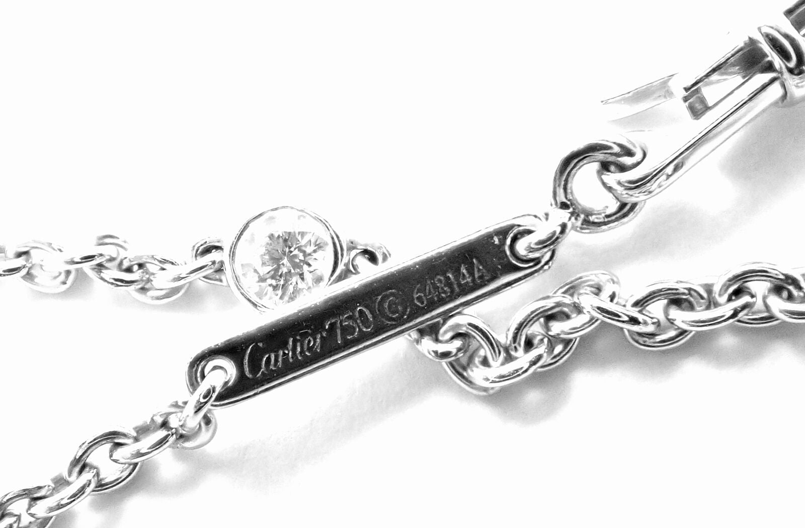Authentic Cartier 18k White Gold 1.5ct Diamond By The Yard Chain Necklace - Luxury Jewelry for Women, Perfect for Weddings, Anniversaries & Special Occasions