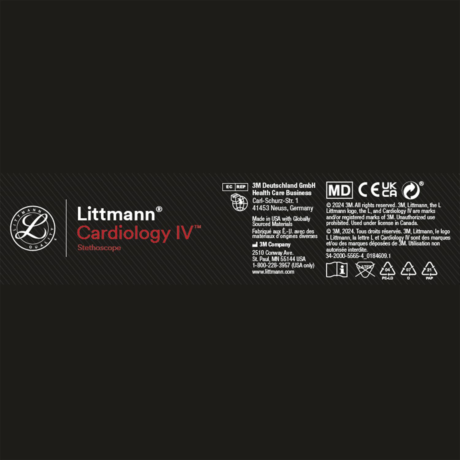 3M Littmann Cardiology IV Diagnostic Stethoscope - 6165 Model with 2X Louder Sound*, Lightweight Design**, Rainbow-Finish Stainless Steel Chestpiece, 27