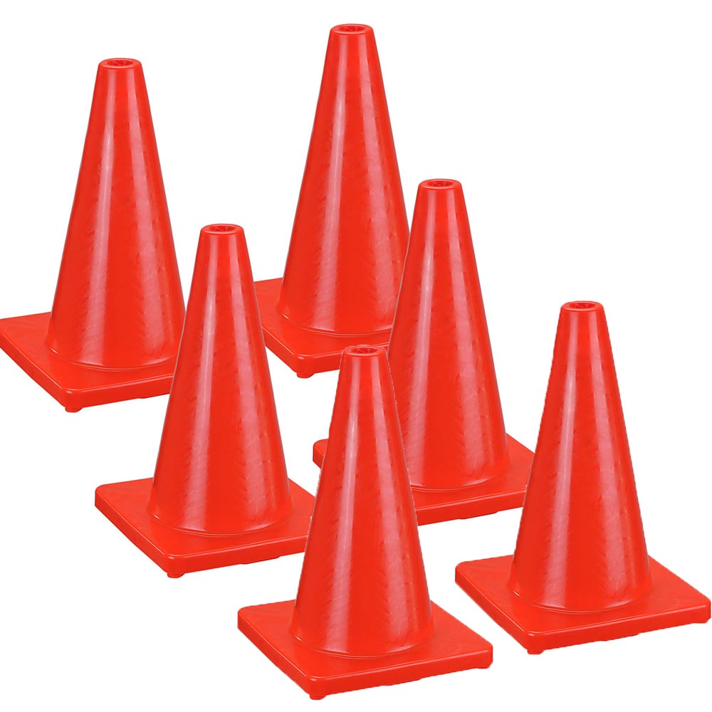 18-Pack Fluorescent Red Traffic Safety Cones - 6Pcs Durable PVC Cones for Road Safety, Parking, Construction & Events - TheLAShop