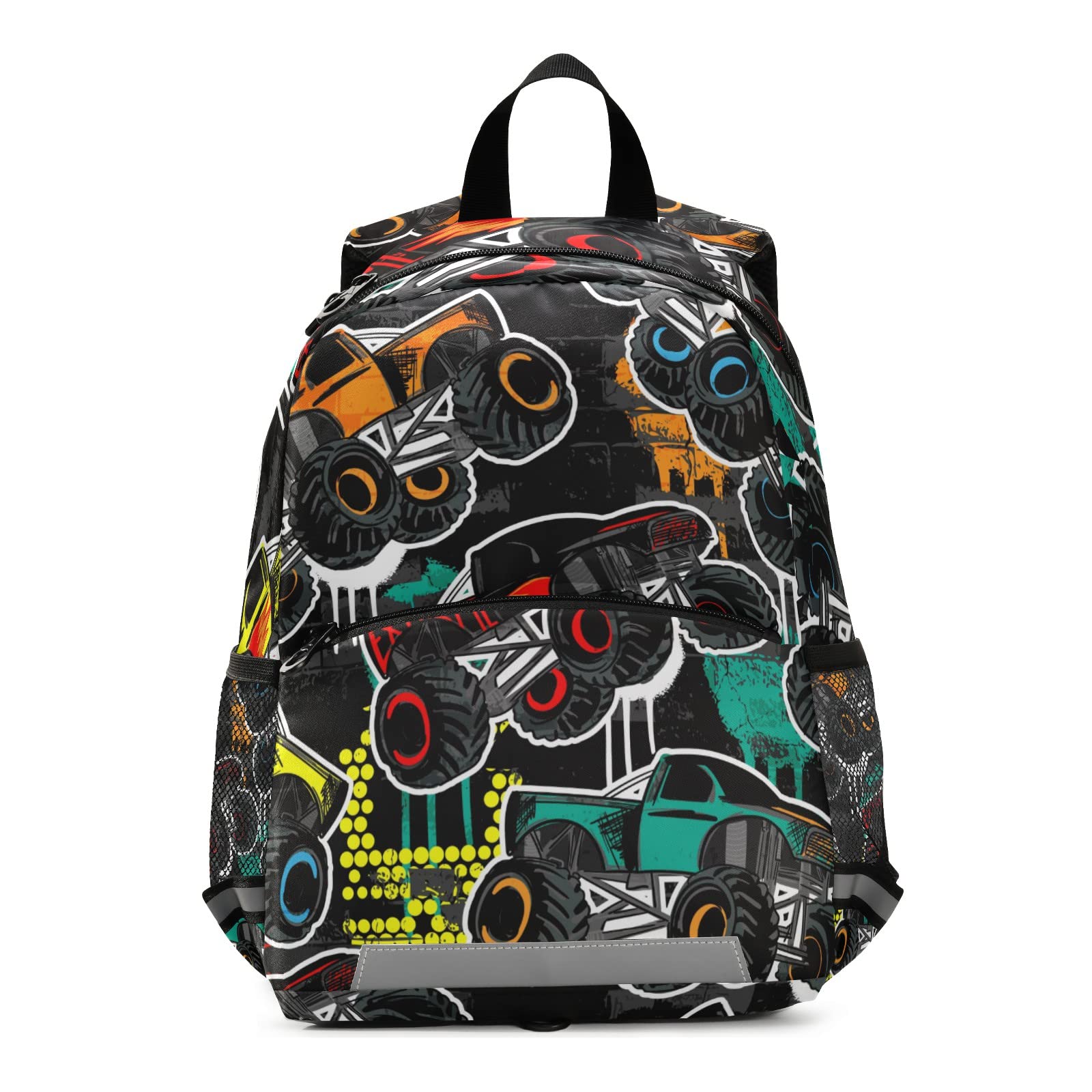 Monster Truck Themed Kids Backpack for Boys & Girls - Durable Toddler Bookbag for Daycare, School & Travel - Adjustable Chest Strap for Safety - Perfect for Preschool, Outdoor Adventures & Daily Use