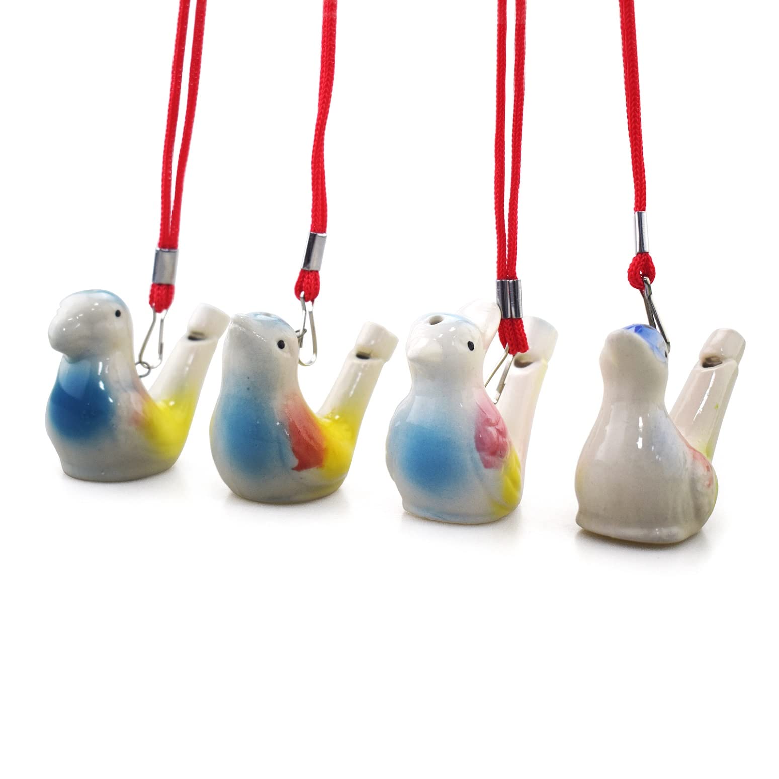 4PCS Ceramic Bird Whistle Toys with Hanging Rope - Fun Musical Gifts for Kids Birthday, Party Favors & Outdoor Activities - Perfect for Garden Decor, Children's Playtime & Holiday Celebrations
