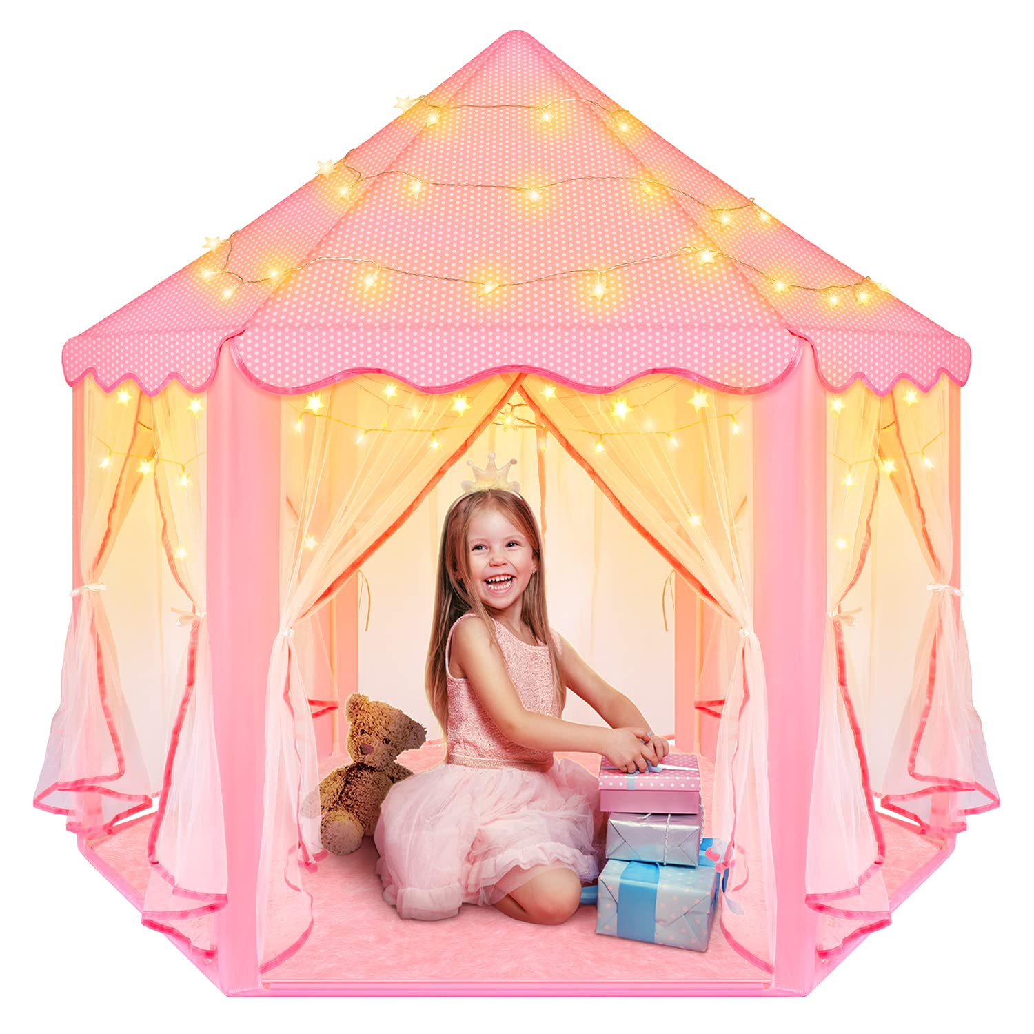 WindWhisper Kids Play Tent - Princess Castle Playhouse for Girls & Boys Ages 2-12, Indoor/Outdoor Children's Toy Tent for Imaginative Play, Birthday Gift for Toddlers - Perfect for Bedroom Decor, Backyard Camping & Playdates