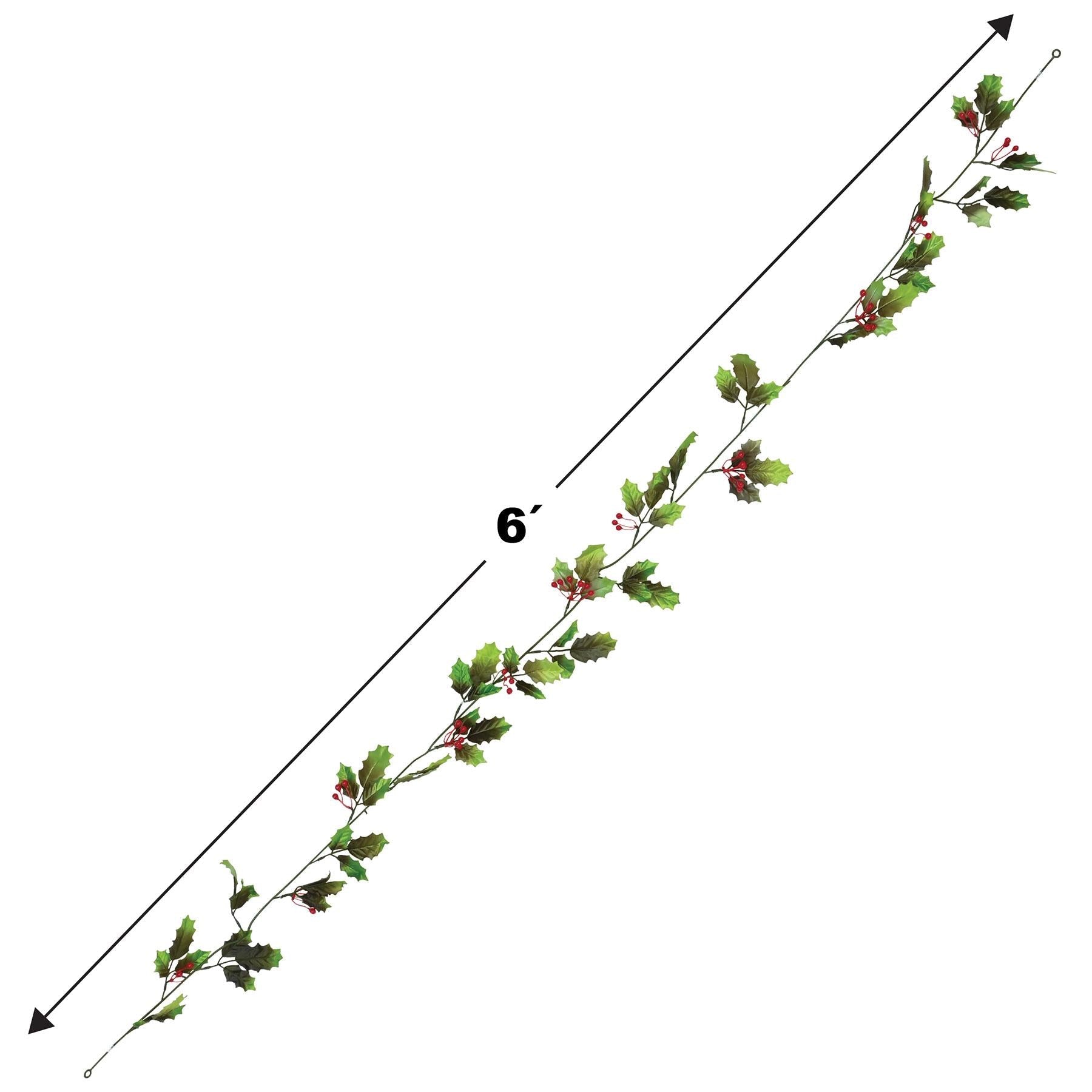 12 Pack Beistle Christmas Holly Berry Garland - 6 Feet Holiday Decor for Tree, Mantel, and Party Decorations