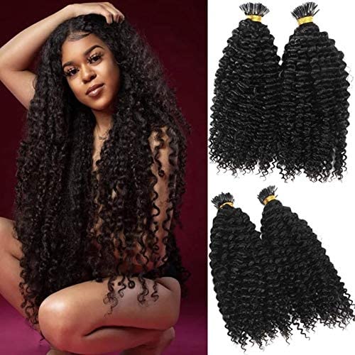 Long Kinky Curly Pre Bonded Fusion I-Tip Human Hair Extensions 100g 100 Strands 26 Inch #4 Dark Brown - Natural Mongolian Hair for Volume & Length - Perfect for Parties, Weddings & Everyday Styling