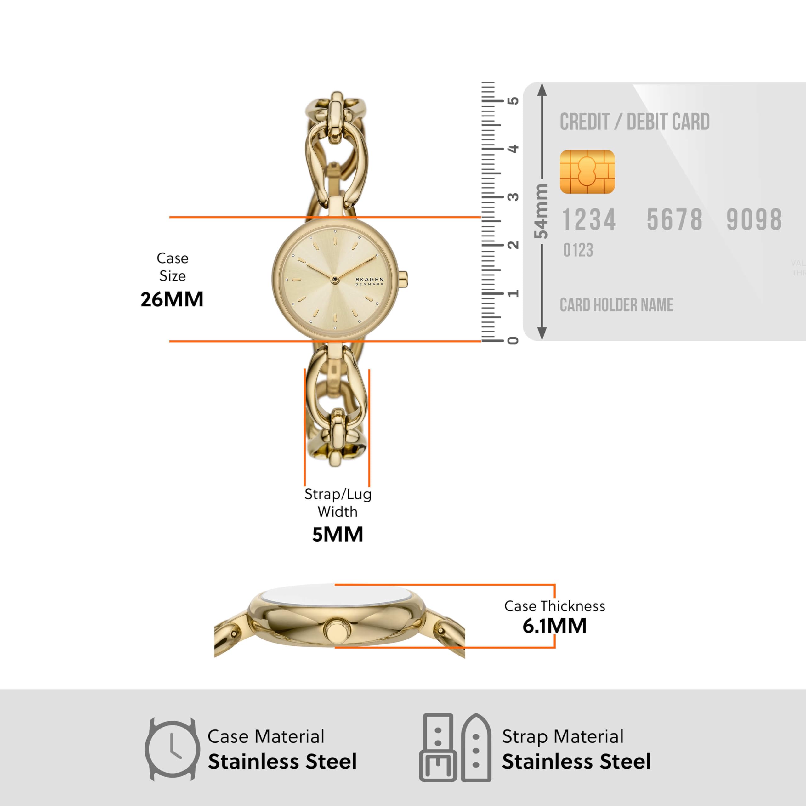 Skagen Women's Watch - Minimalist Danish Design, Stainless Steel Mesh Band, Water Resistant - Perfect for Everyday Wear, Office & Casual Outfits