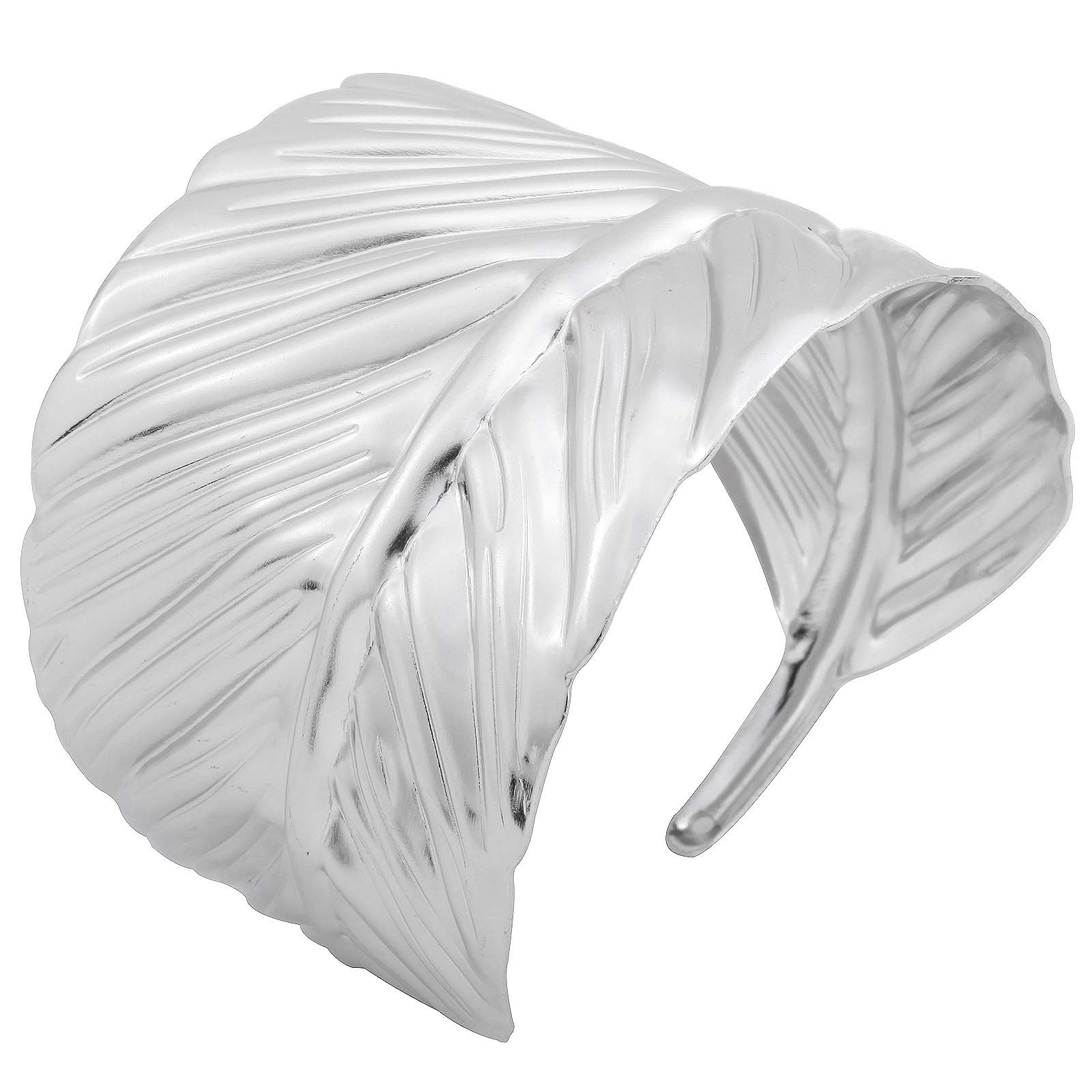 YAZILIND Leaf Shaped Wide Arm Cuff Bangle Bracelet - 2 Inch Punk Style Metal Jewelry for Women | Perfect for Boho Fashion, Concerts, and Statement Accessories