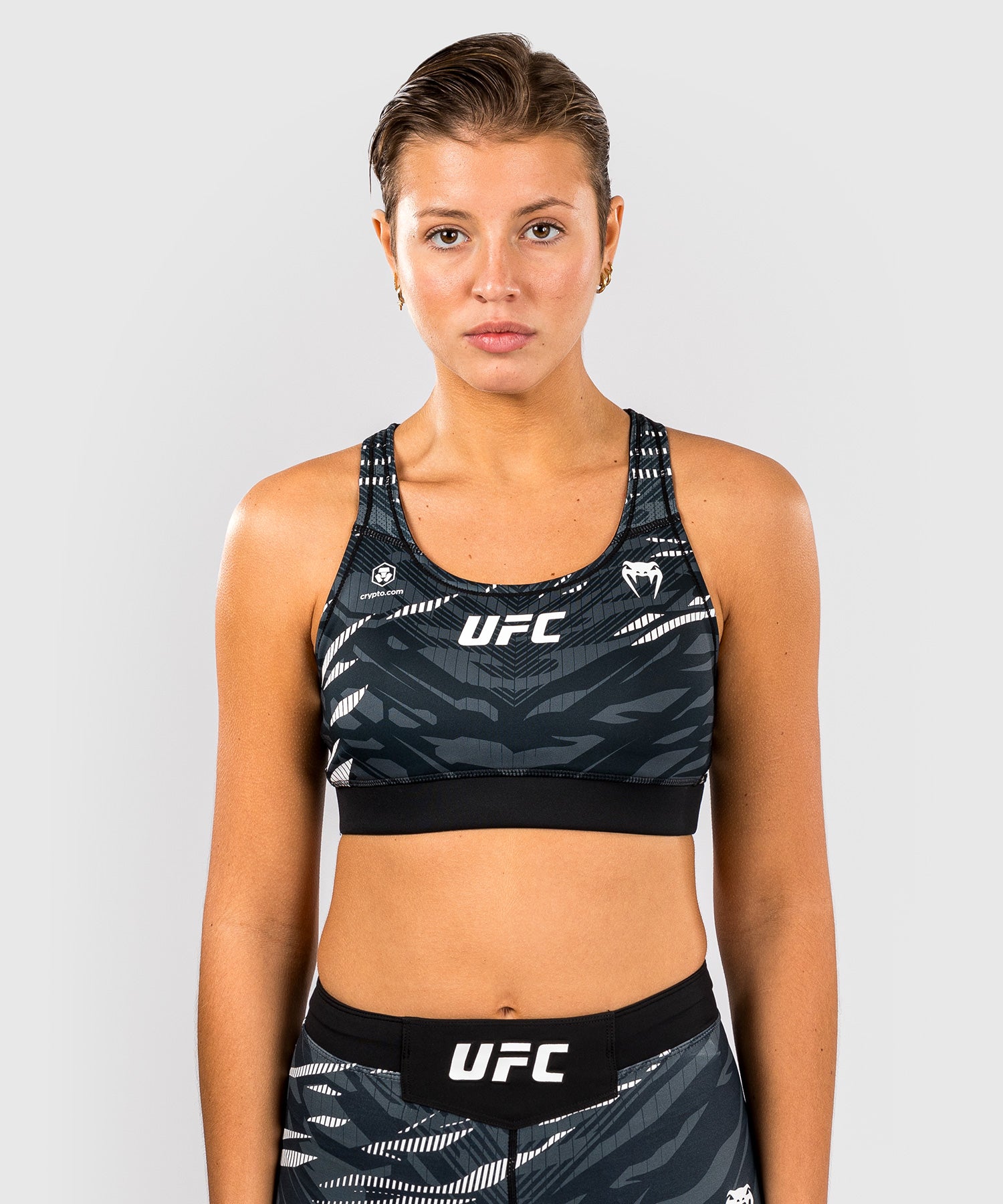 Venum UFC Fusion Authentic Fight Night Women's Sports Bra - High Performance Workout Top for MMA, Boxing & Fitness Training (Black)