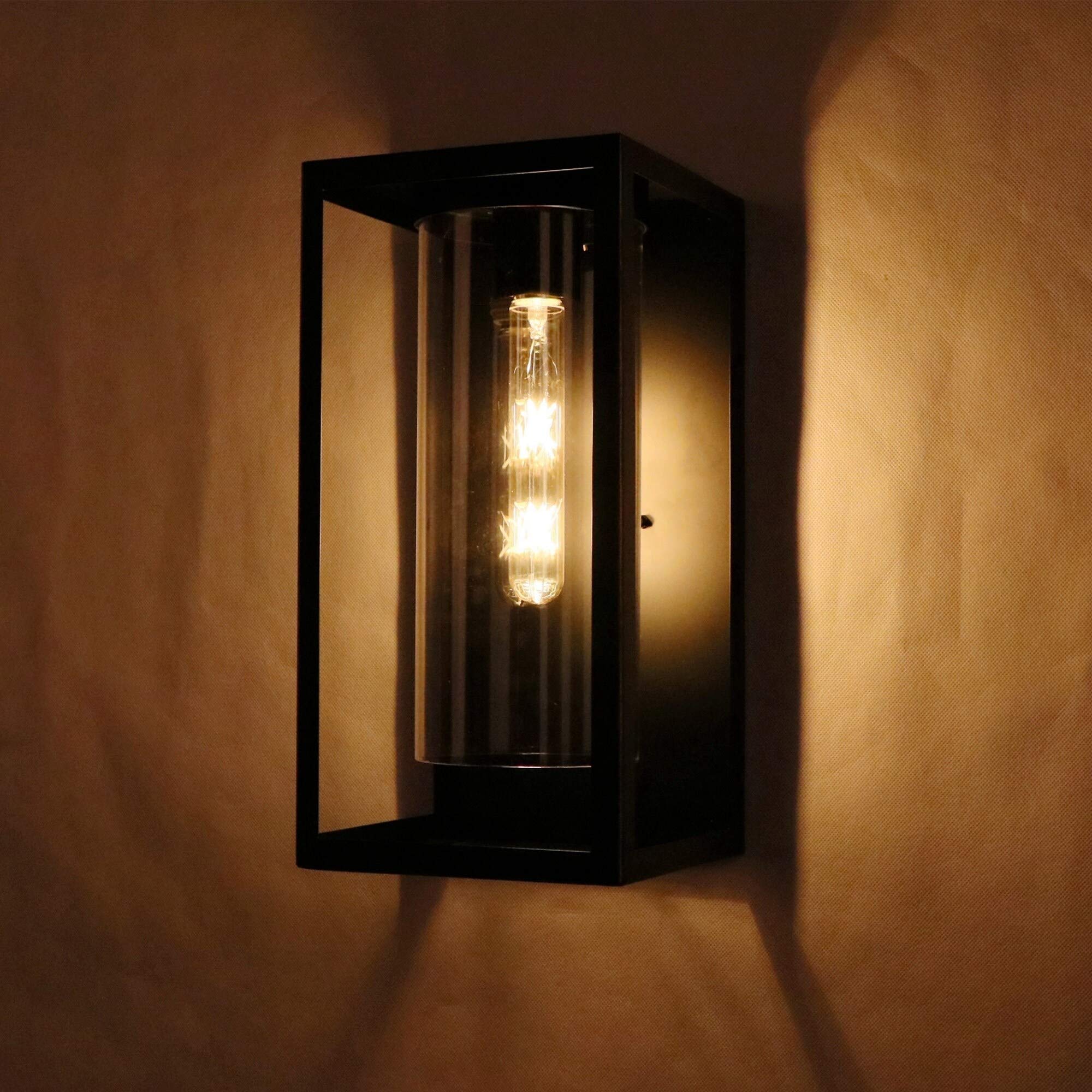 1 Light Outdoor Wall Lantern - Imperial Black Mid-Century Modern Design - Energy Efficient LED Exterior Light for Porch, Patio, Garden & Entryway