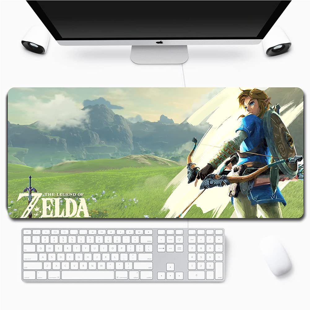 Legend of Zelda Anime Gaming Mouse Pad - XXL 90x40cm Large Desk Mat for Computer, Keyboard & Gaming Setup - Non-Slip Surface for PC, Office & Gamer Workstations