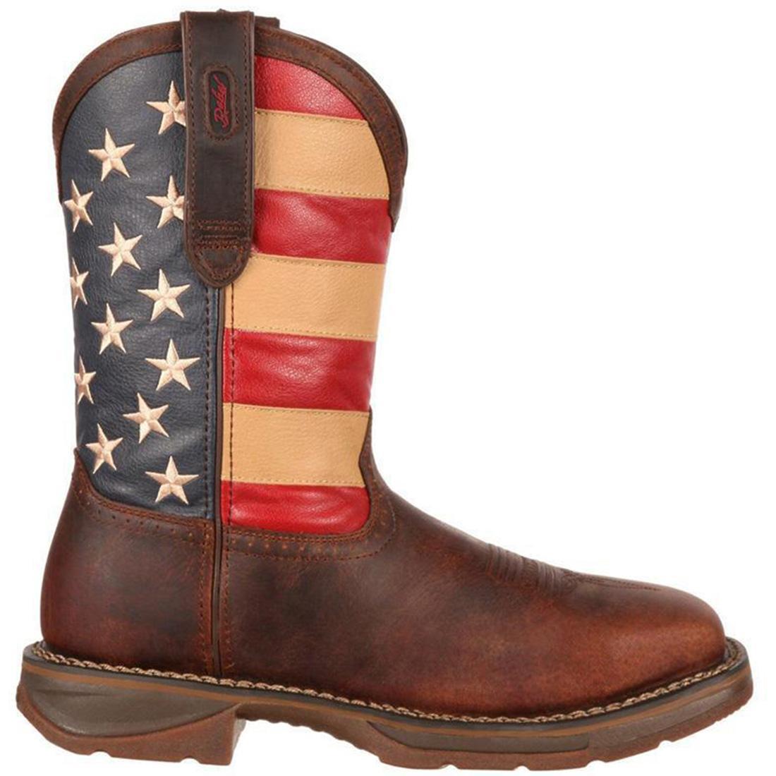 Rebel Steel Toe Work Boots - American Flag Western Cowboy Boots for Men - Durable Safety Toe for Construction, Ranch & Outdoor Work