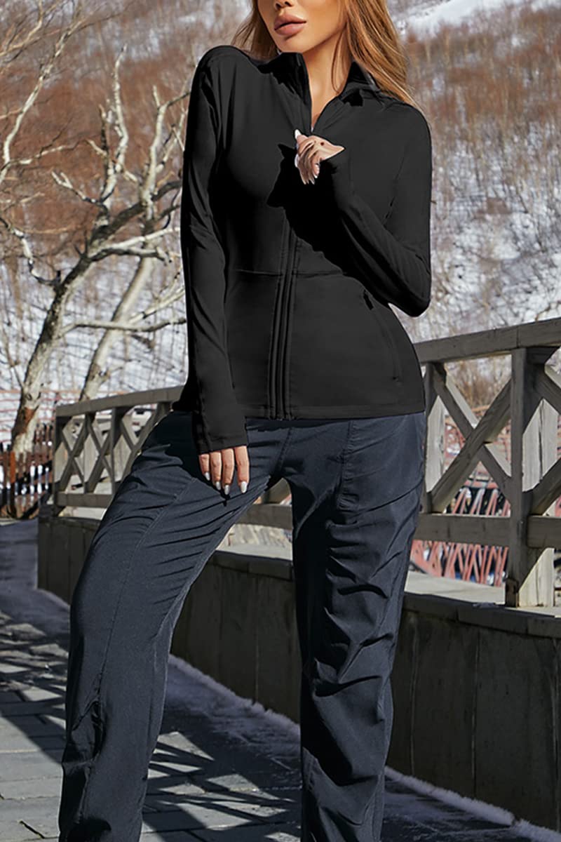 VUTRU Women's Full Zip Fleece Yoga Jacket - Lightweight Running Track Jacket for Workout & Athletic Activities - Perfect for Yoga, Gym, Jogging and Outdoor Sports