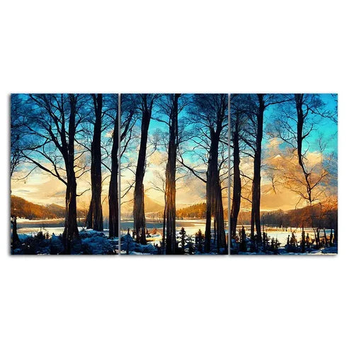 3 Piece Winter Tree Landscape Canvas Art - Framed 60x90cm Wall Decor - High Quality Print - 100% Australian Made - Ready to Hang - Perfect for Living Room, Bedroom & Office Decor
