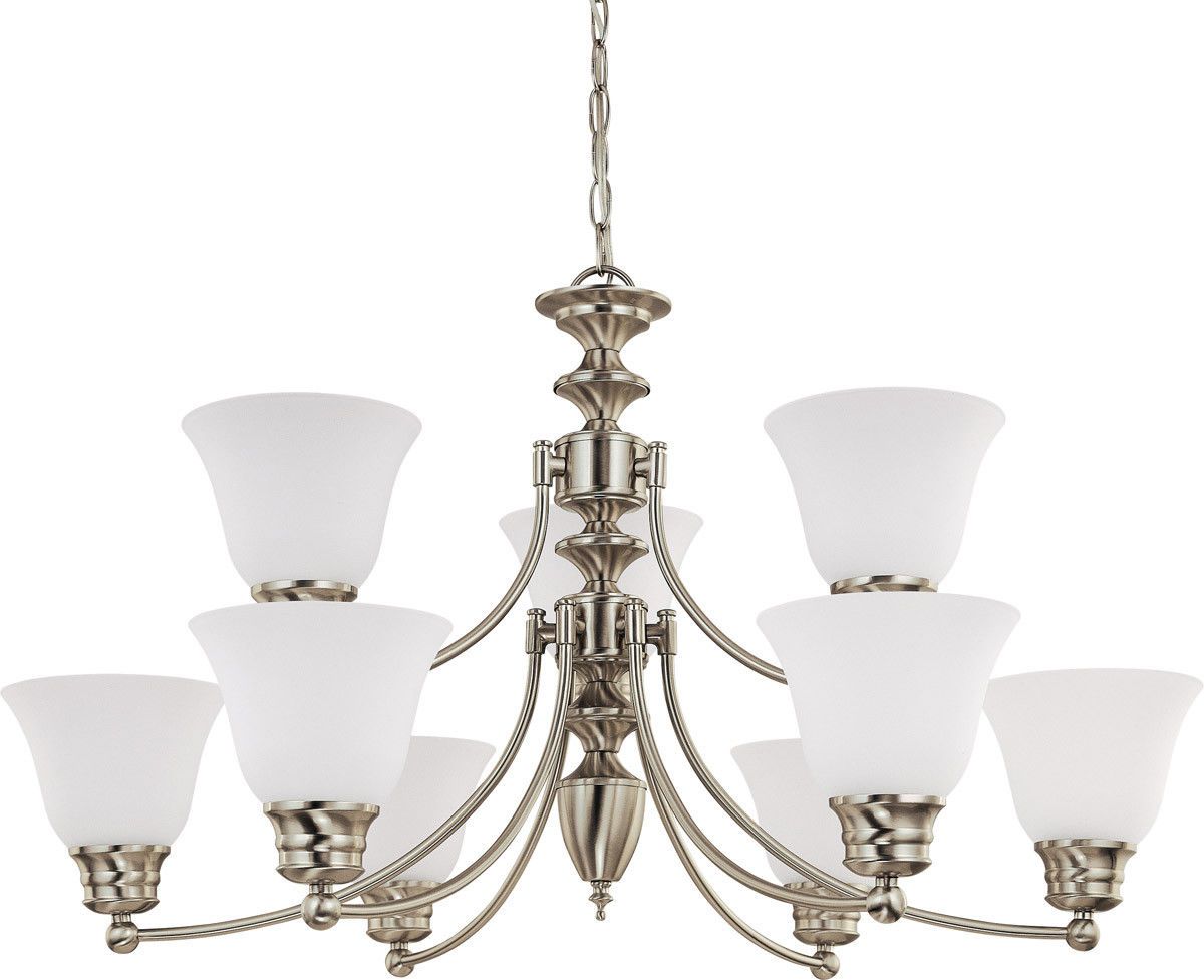 Nuvo Lighting 60 3306 Empire Collection 9-Light Energy Star Certified GU24 Chandelier in Brushed Nickel Finish - Perfect for Dining Rooms, Foyers & Luxury Home Decor