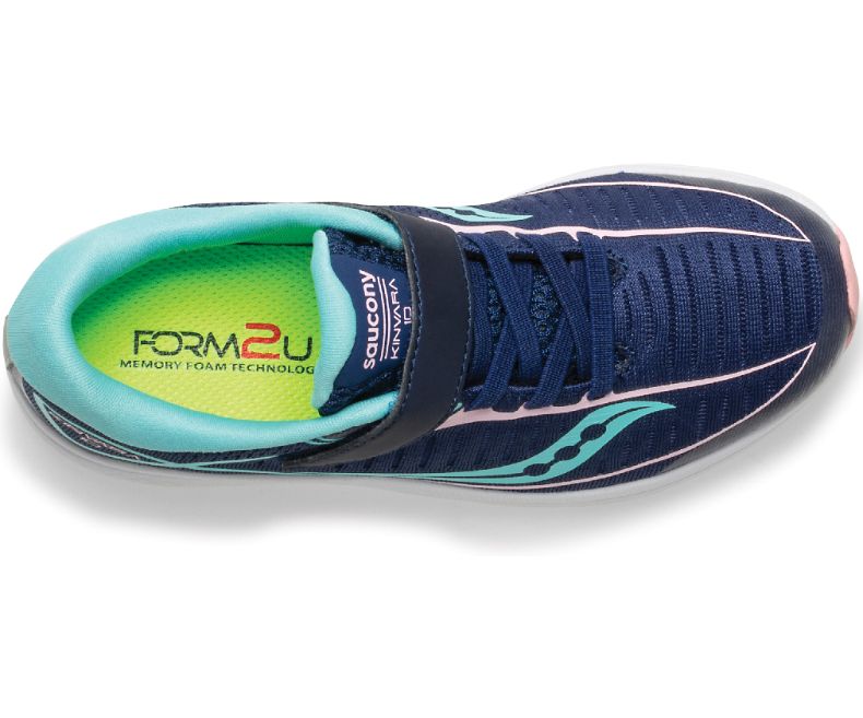 Saucony Kinvara 10 A/C Kids Running Shoes - Navy/Turquoise - Lightweight & Breathable for Boys & Girls - Perfect for School, Sports & Daily Activities