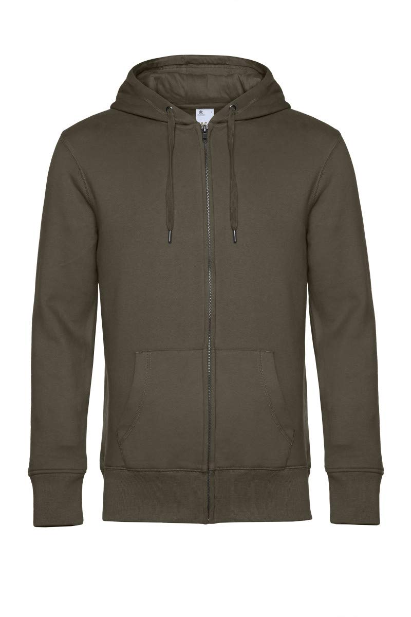 B&C Collection WU03K Men's King Zipped Hooded Sweatshirt - Khaki Color - Small Size | Casual Wear, Street Style & Outdoor Activities