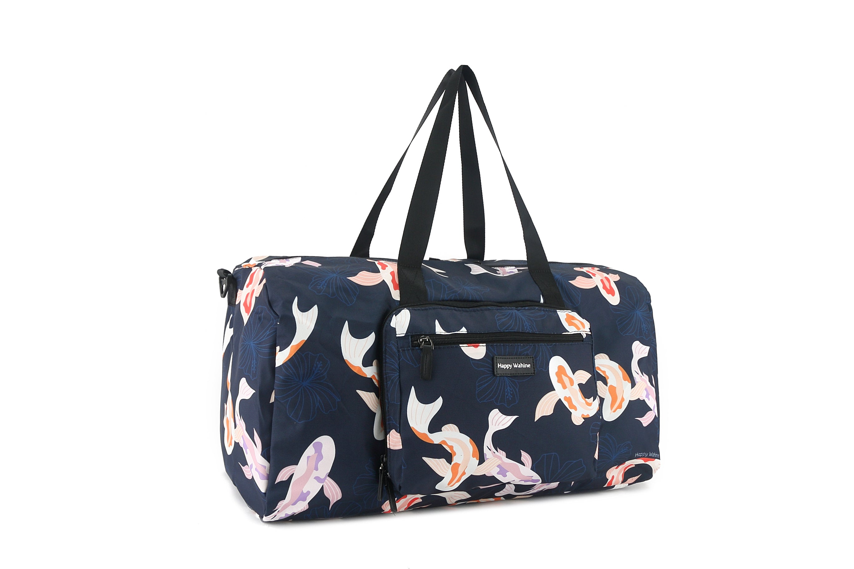 Stephanie Koi Navy Duffle Bag - Waterproof Travel Duffel for Gym, Sports & Weekend Getaways