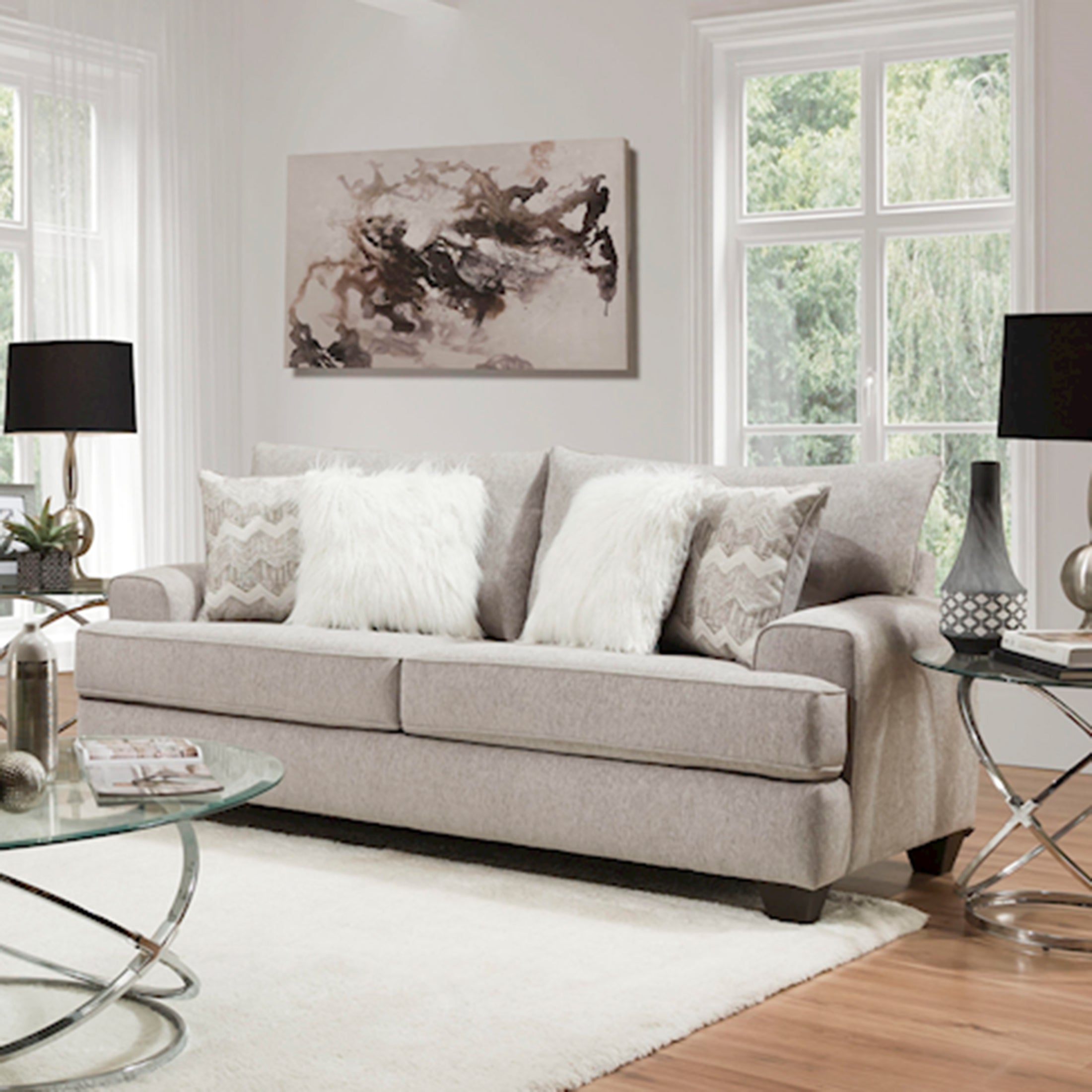 Eren Contemporary Fabric Pillow Back Loveseat in Dove Gray - Modern Small Sofa for Living Room, Apartment & Office - Perfect for Relaxing, Entertaining & Small Spaces