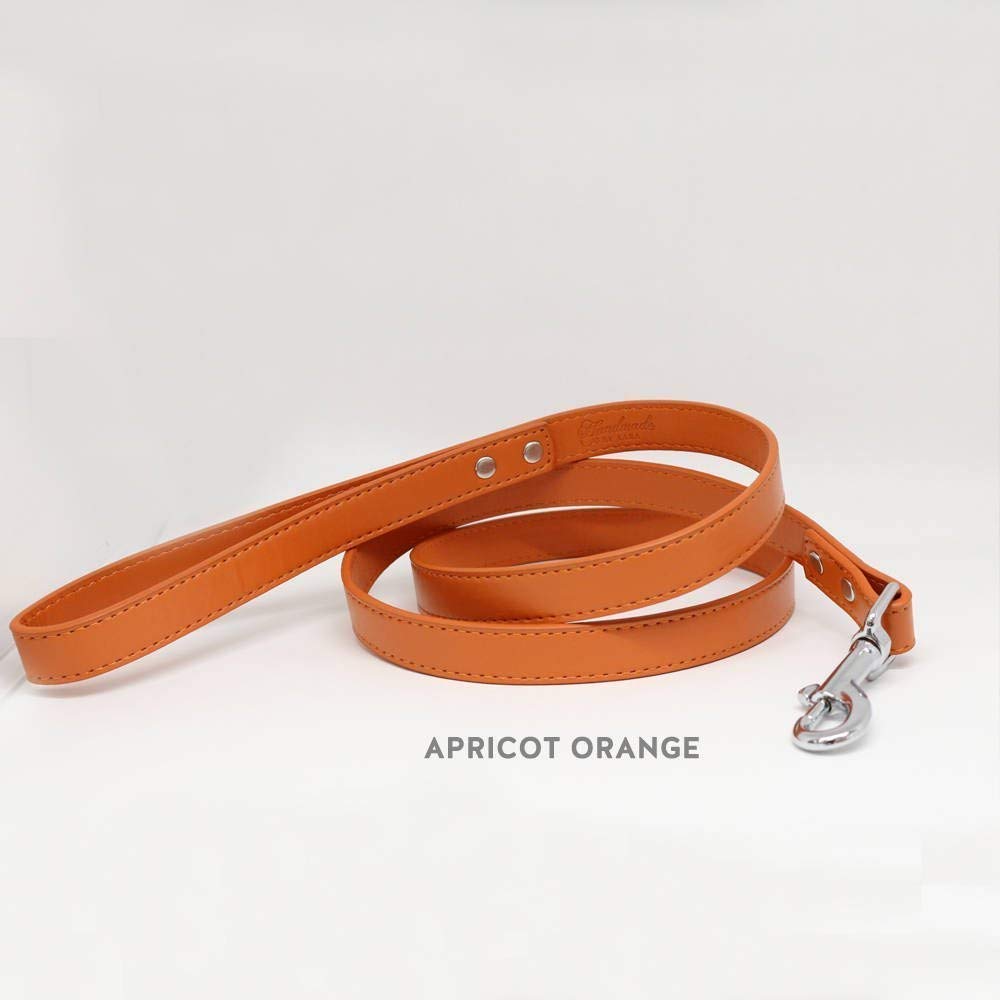 **Premium Apricot Orange Leather Dog Leash – Durable & Stylish Pet Accessory for Dog Lovers – Customizable Wedding & Outdoor Walking Leash**