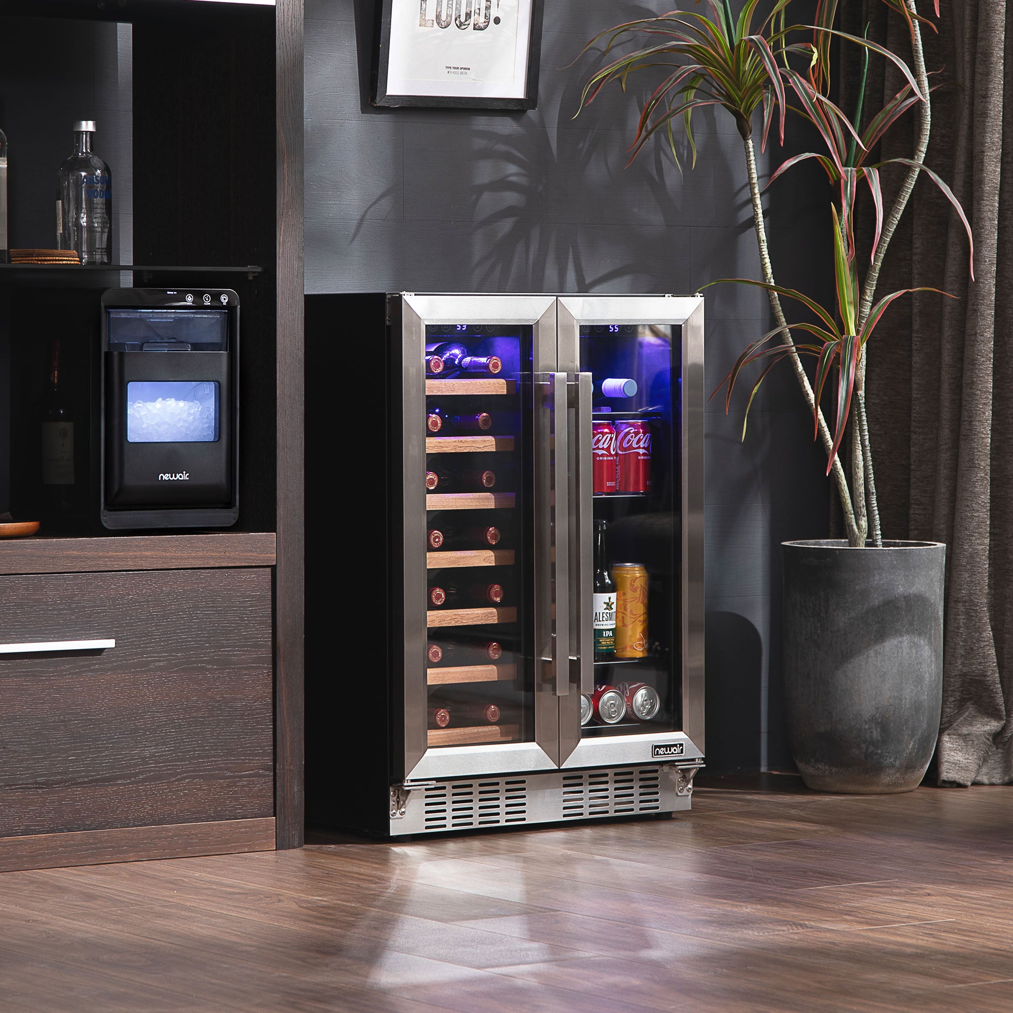 Newair® 24 Inch Dual Zone Wine and Beverage Cooler with French Doors - Perfect for Home Bars, Restaurants, and Wine Cellars