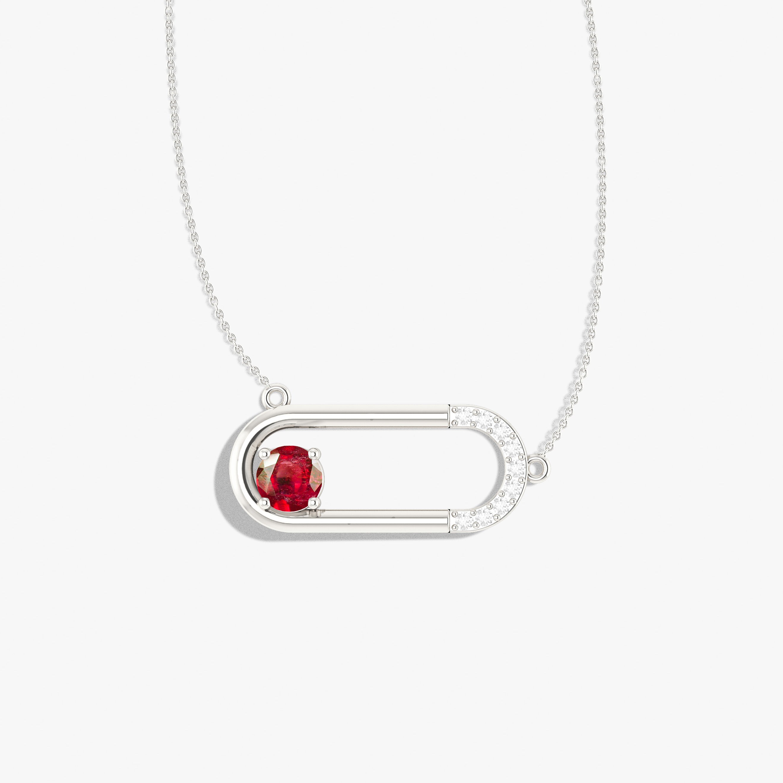 Natural Round Ruby Pendant Necklace for Women - 925 Sterling Silver Chain Jewelry Gift for Birthday, Anniversary & Valentine's Day - Perfect for Evening Parties, Weddings & Special Occasions
