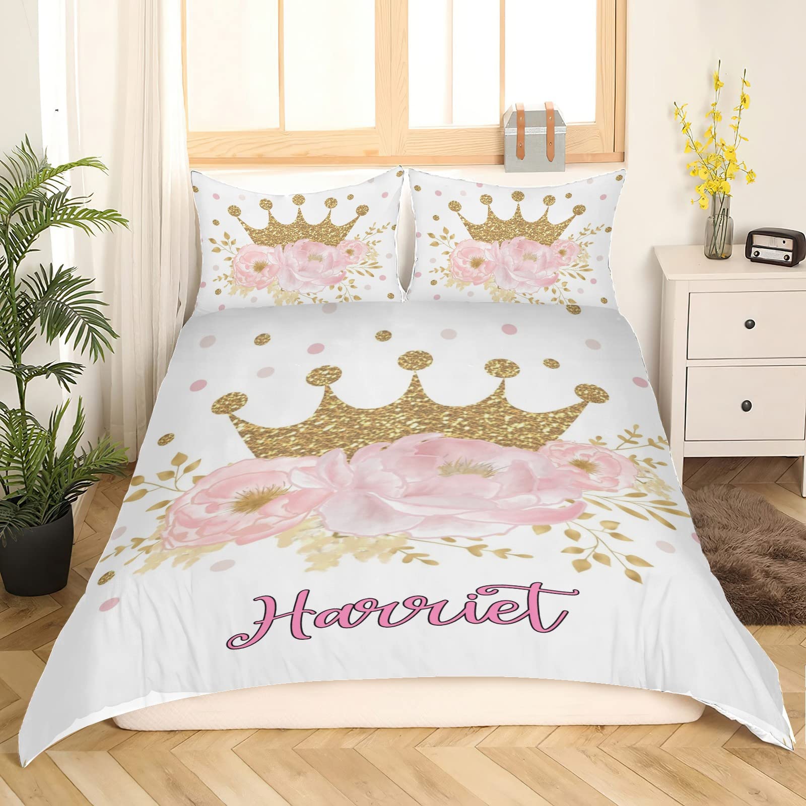 Personalized Floral Quilt Cover Set - Queen Size with Pillowcases for Bedroom Decor
