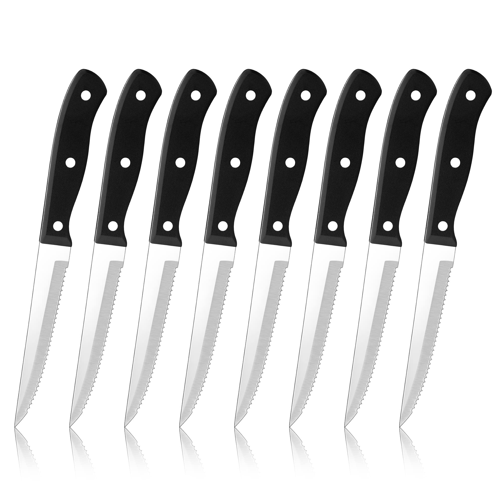 LIANYU 8-Piece Steak Knives Set - Premium Stainless Steel with Serrated Edge - Perfect for Kitchen, BBQ, Restaurant & Dinner Parties - Dishwasher Safe - Ideal for Cutting Steak, Meat, Roasts & More