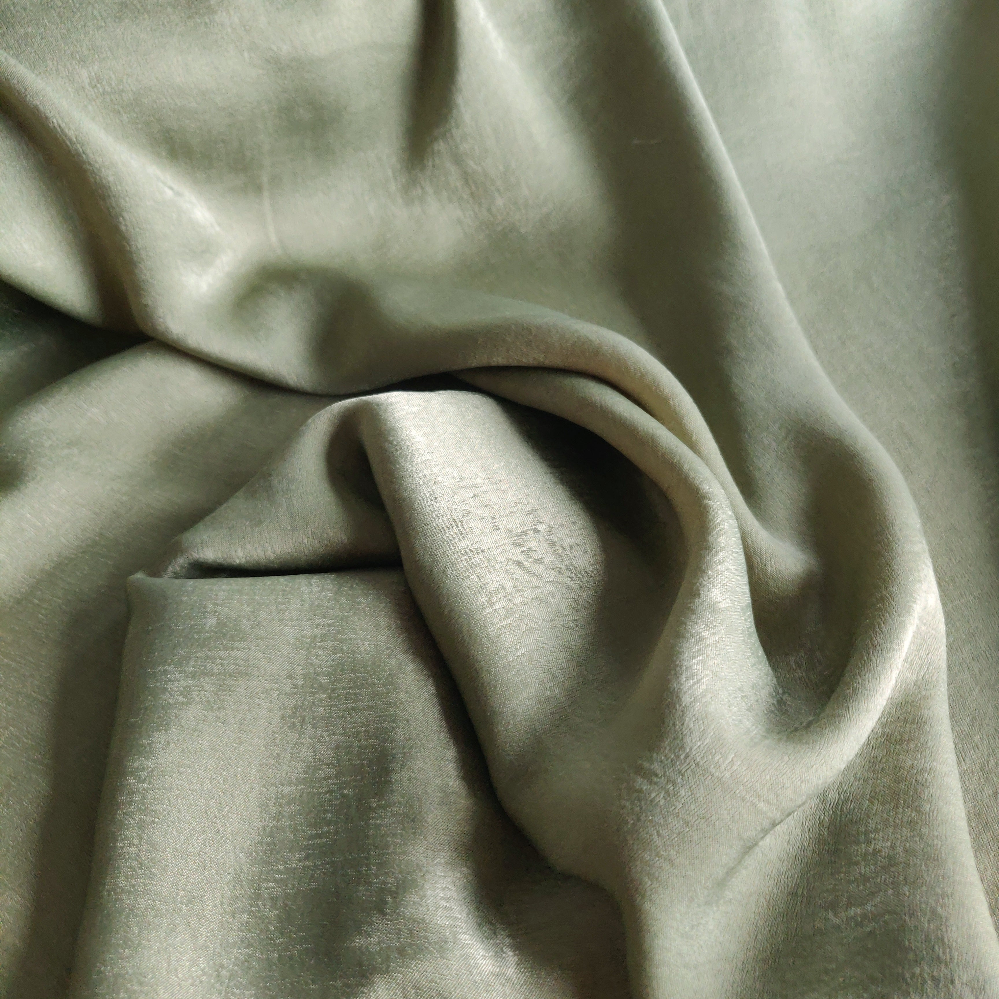Sandwashed Satin Fabric - Ivy Green Color - 50cm End of Bolt - Perfect for DIY Crafts, Home Decor & Fashion Accessories