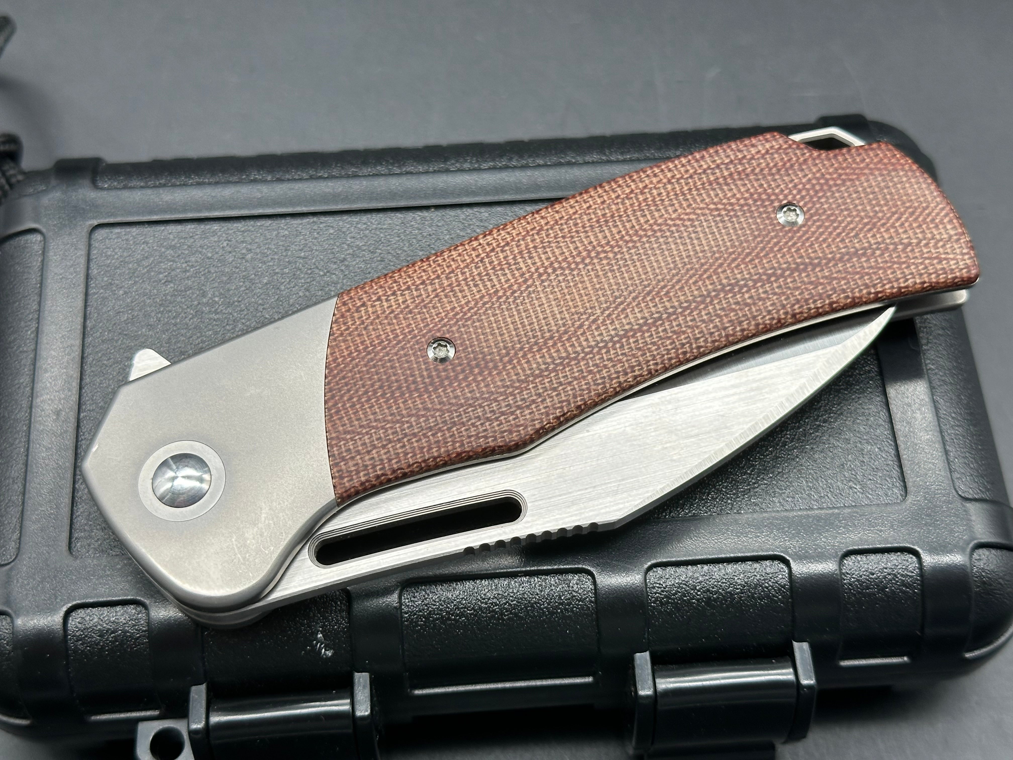 Renegade Gungnir Titanium Folding Knife with Micarta Handle - Premium M390 Steel Blade for Outdoor, Camping, and EDC Use