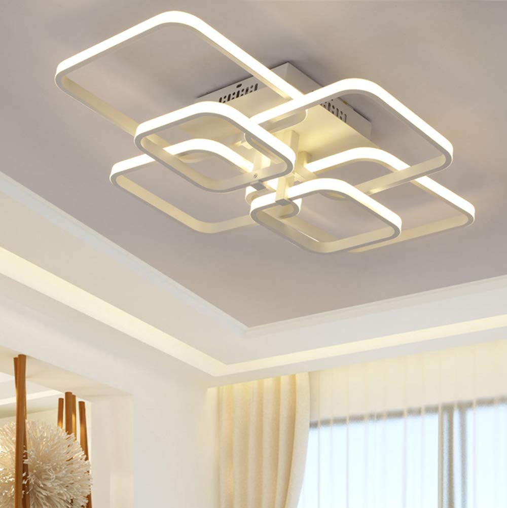 Dimmable Square LED Ceiling Light with Remote Control - Modern Acrylic Shade Flush Mount Fixture for Kitchen Island, Dining Room, Living Room & Bedroom - Adjustable Color & Brightness - Perfect for Home Lighting, Interior Design and Mood Setting