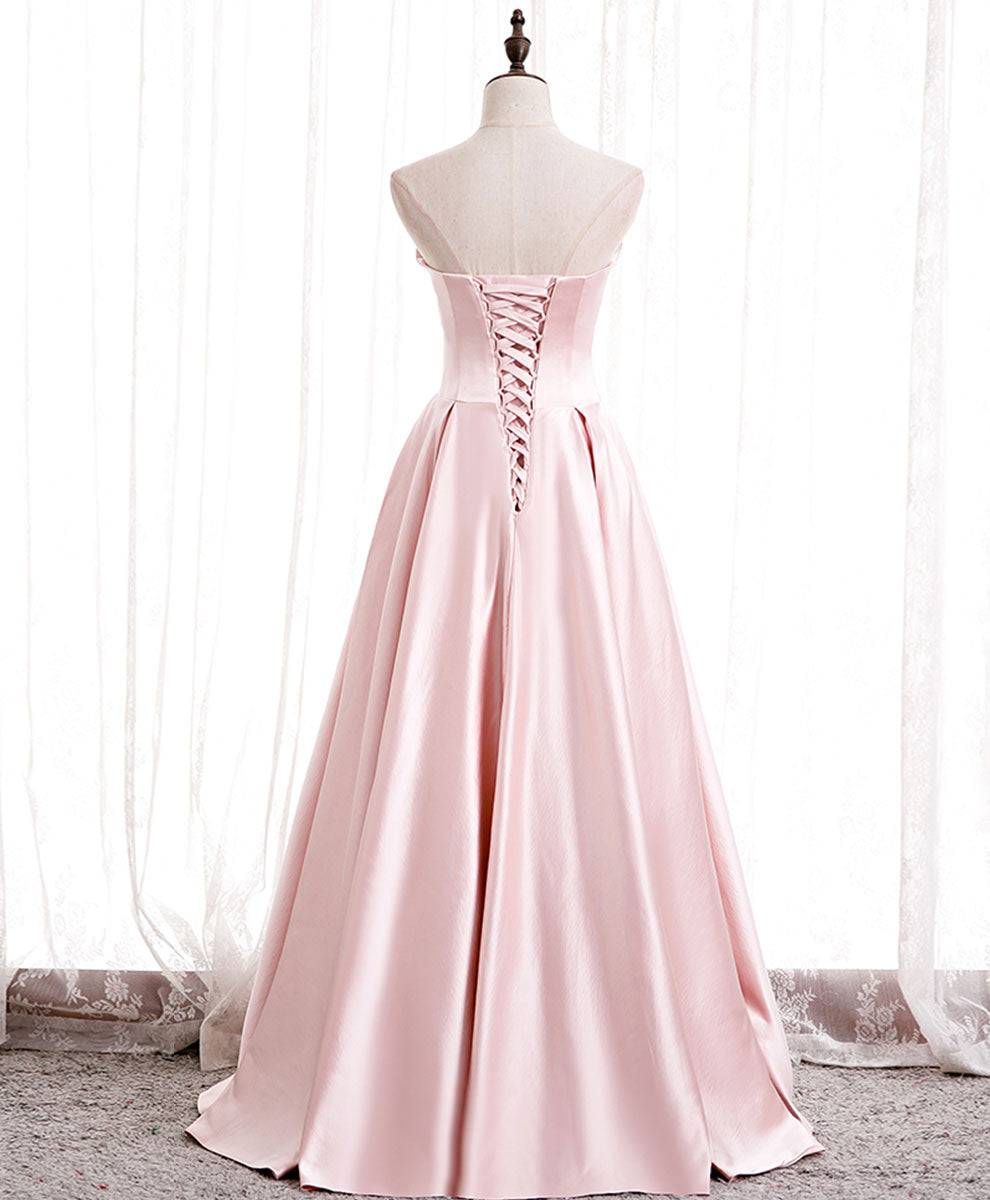 Elegant Pink Satin Long Prom Dress - Formal Bridesmaid Gown for Weddings & Special Occasions | Perfect for Evening Parties, Homecoming & Formal Events