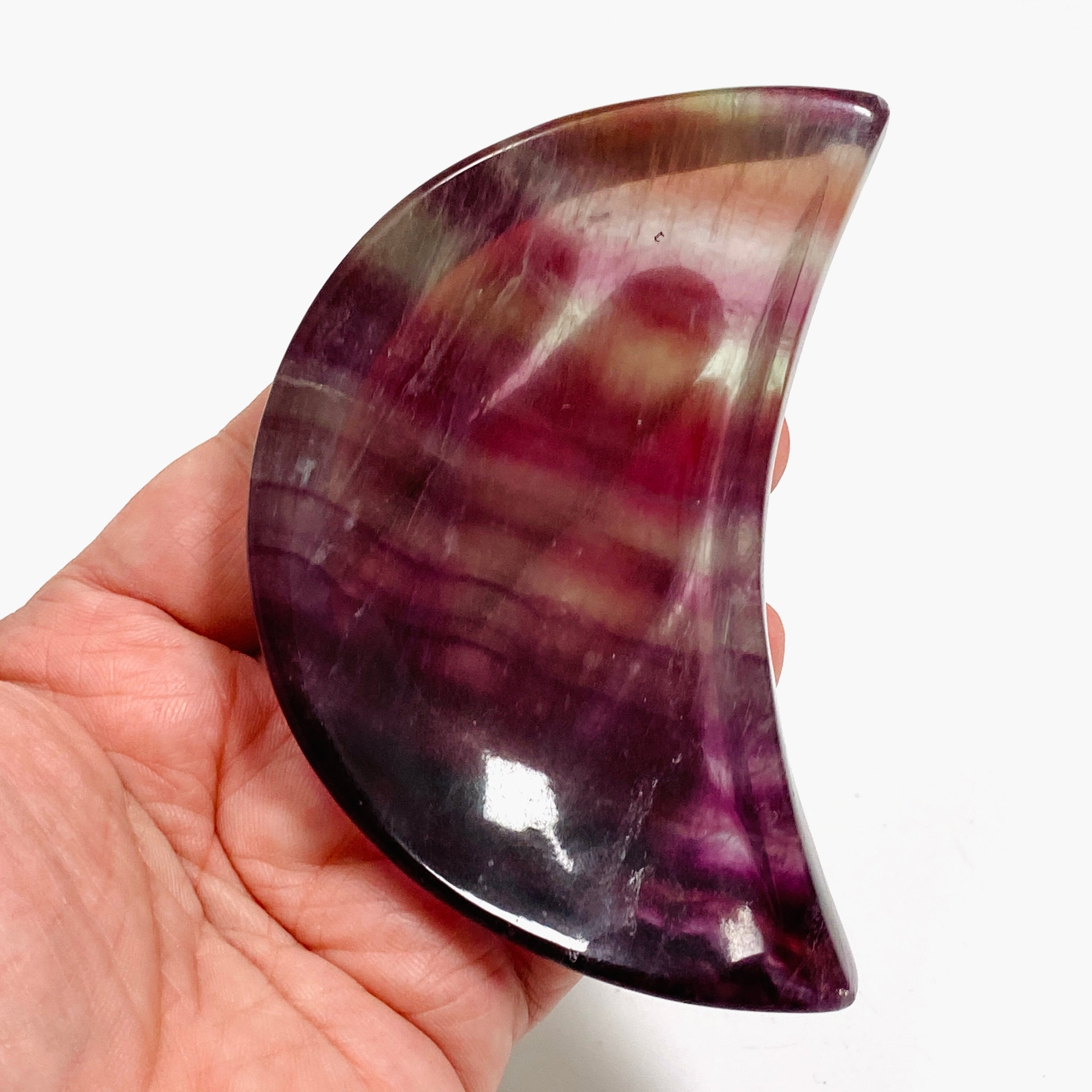Fluorite Moon Bowl FMB 02 - Natural Crystal Meditation Bowl for Home Decor, Yoga & Spiritual Healing | Perfect for Zen Spaces, Gift Giving & Energy Cleansing