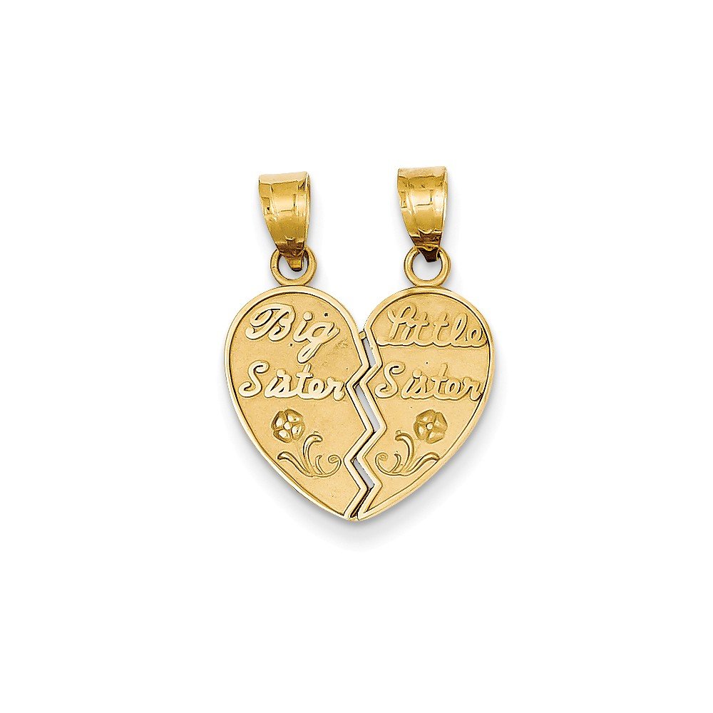 14k Sister Break-Apart Charm 20x15mm - Perfect Gift for Siblings