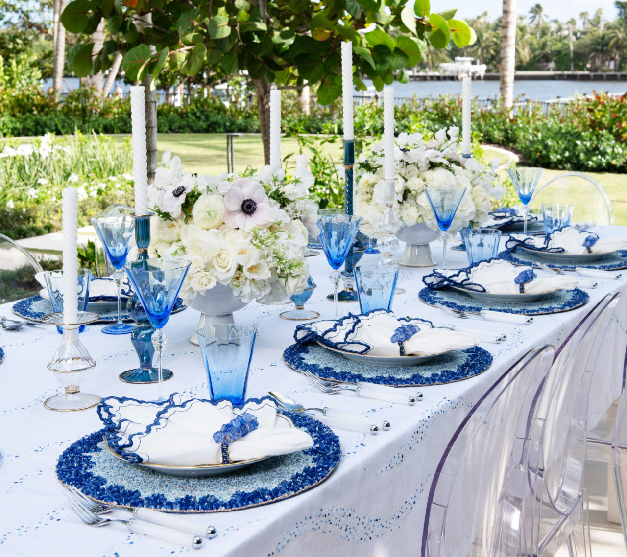 Premium Navy & Blue Lagoon Placemat Set of 4 - Waterproof & Heat-Resistant Dining Table Mats for Home, Kitchen, and Outdoor Entertaining