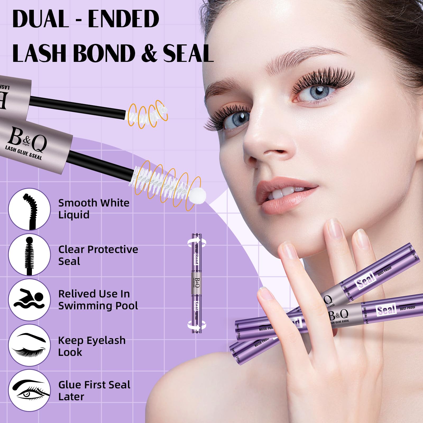 Waterproof Cluster Lash Glue & Seal - 10ml Long Lasting Eyelash Adhesive for DIY False Eyelash Extensions | All Day Wear, Wispy Lashes | Perfect for Parties, Weddings & Special Occasions (Clear, 10ML)