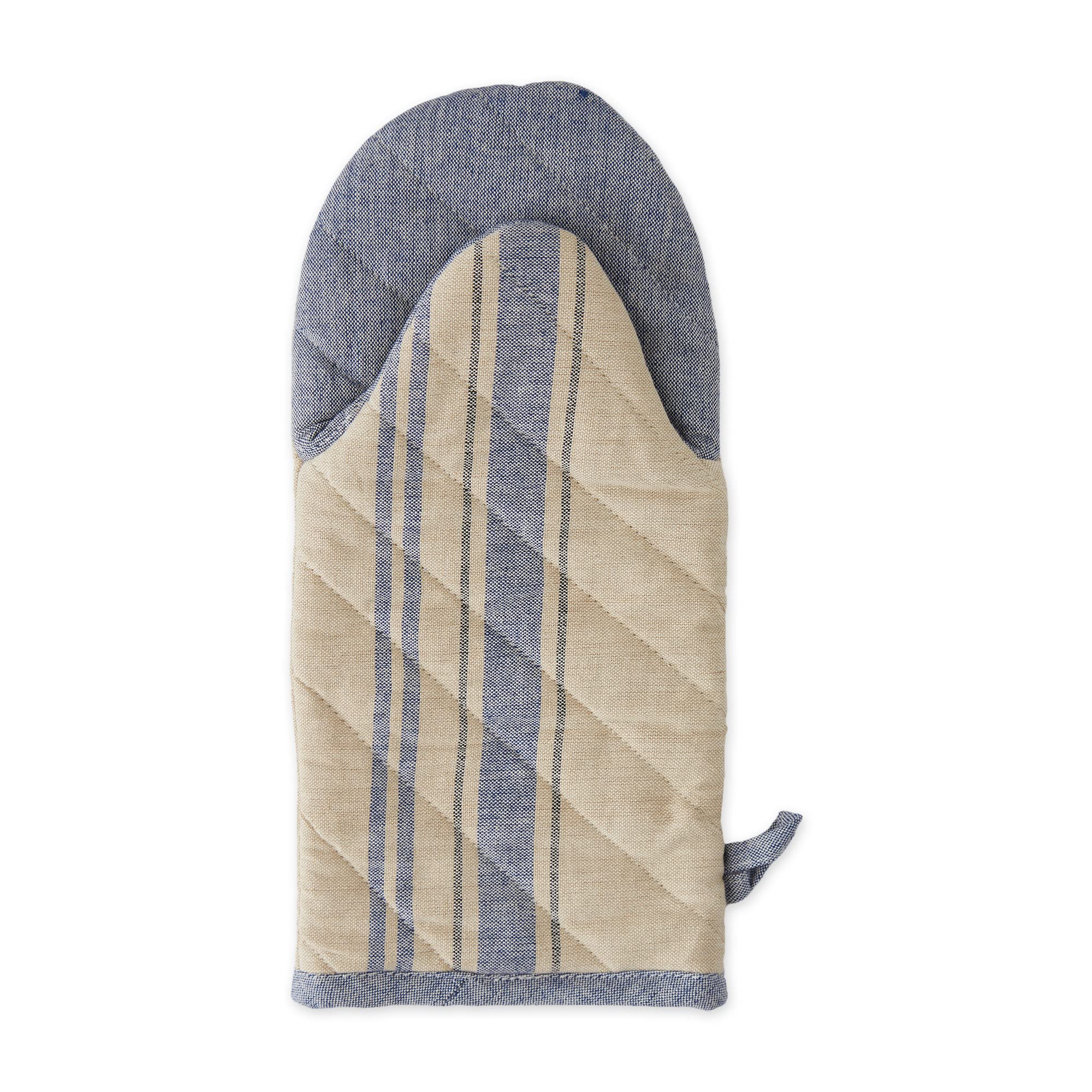 DII French Stripe Oven Mitts Set of 2 - Nautical Blue Kitchen Collection - Heat Resistant Baking Gloves for Cooking, Grilling & Baking - Perfect for Home Kitchen & BBQ Parties