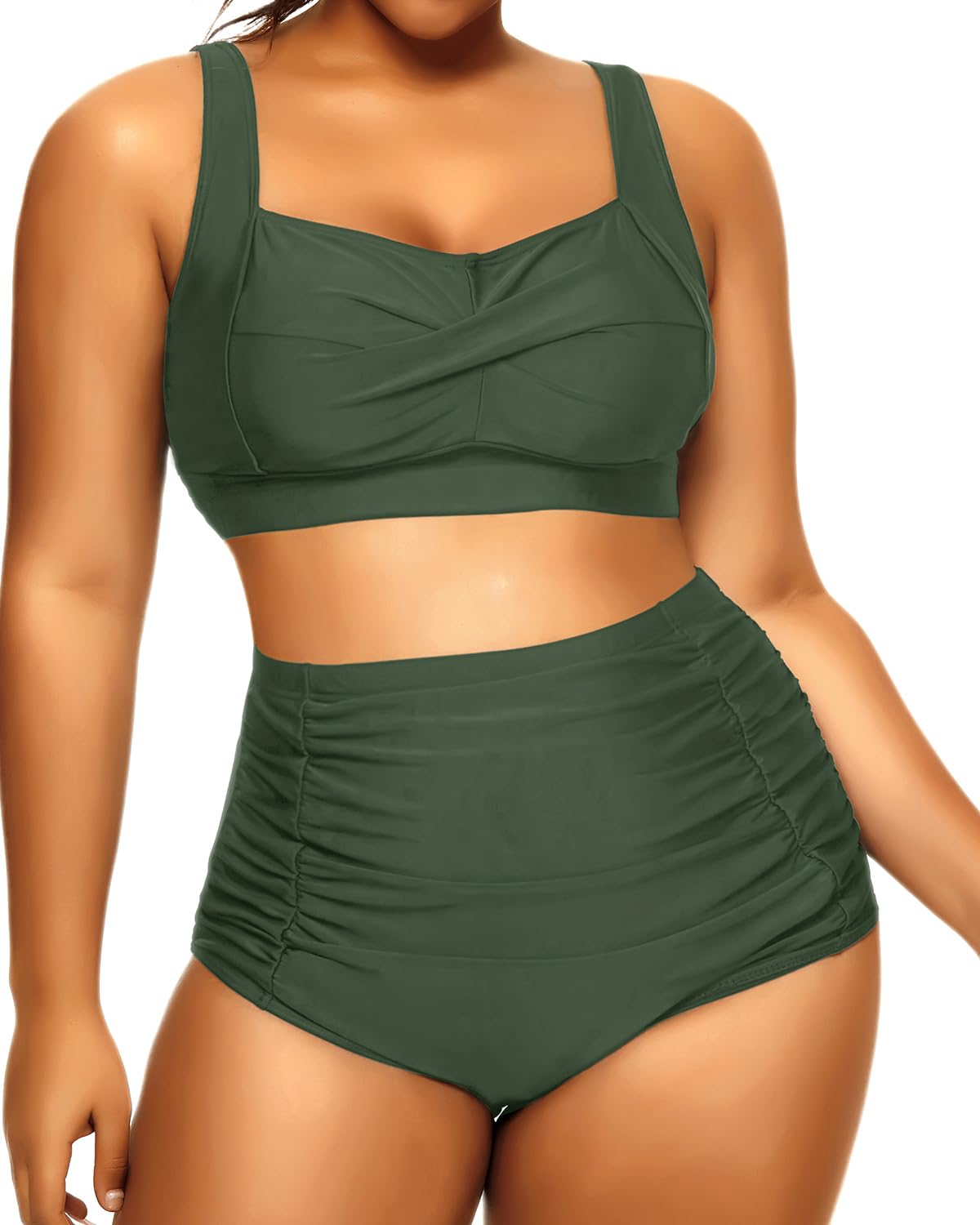 Daci Women's Plus Size Bikini Sets - High Waisted Two-Piece Swimsuits with Tummy Control for Beach Vacation & Summer Pool Party